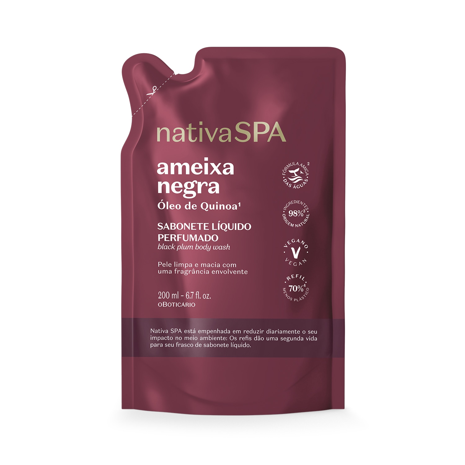 Refil Sabonete Líquido Perfumado Nativa Spa Ameixa Negra 200ml