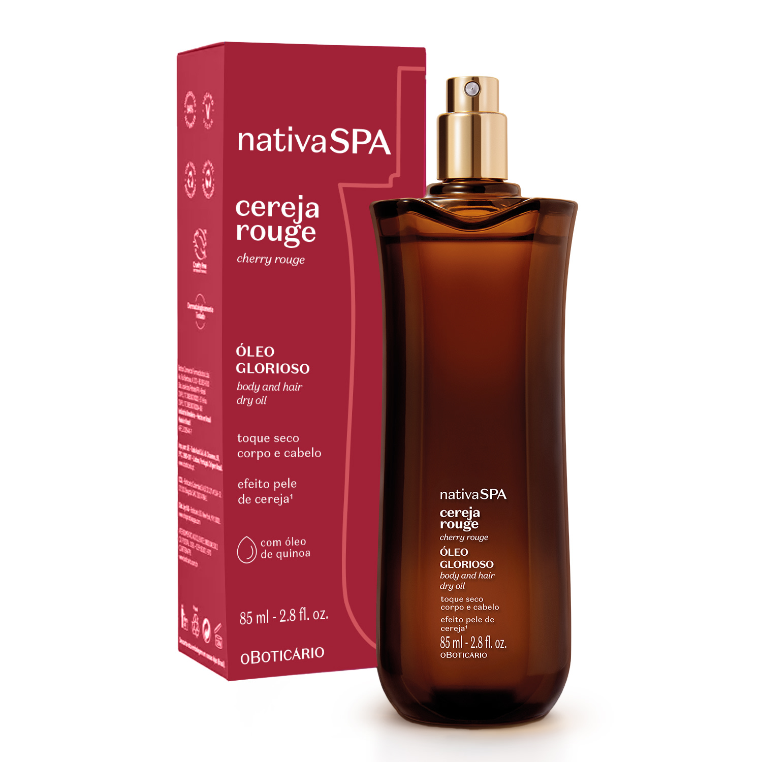 Óleo Multifuncional Glorioso Nativa Spa Cereja Rouge 85ml > Óleo Multifuncional Glorioso Nativa Spa Cereja Rouge 85ml