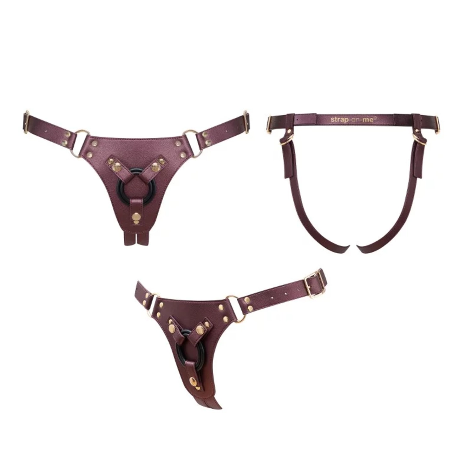Harness Generous Strap On Me Cinta Ajustável com Anel para Dildo - Aubergine