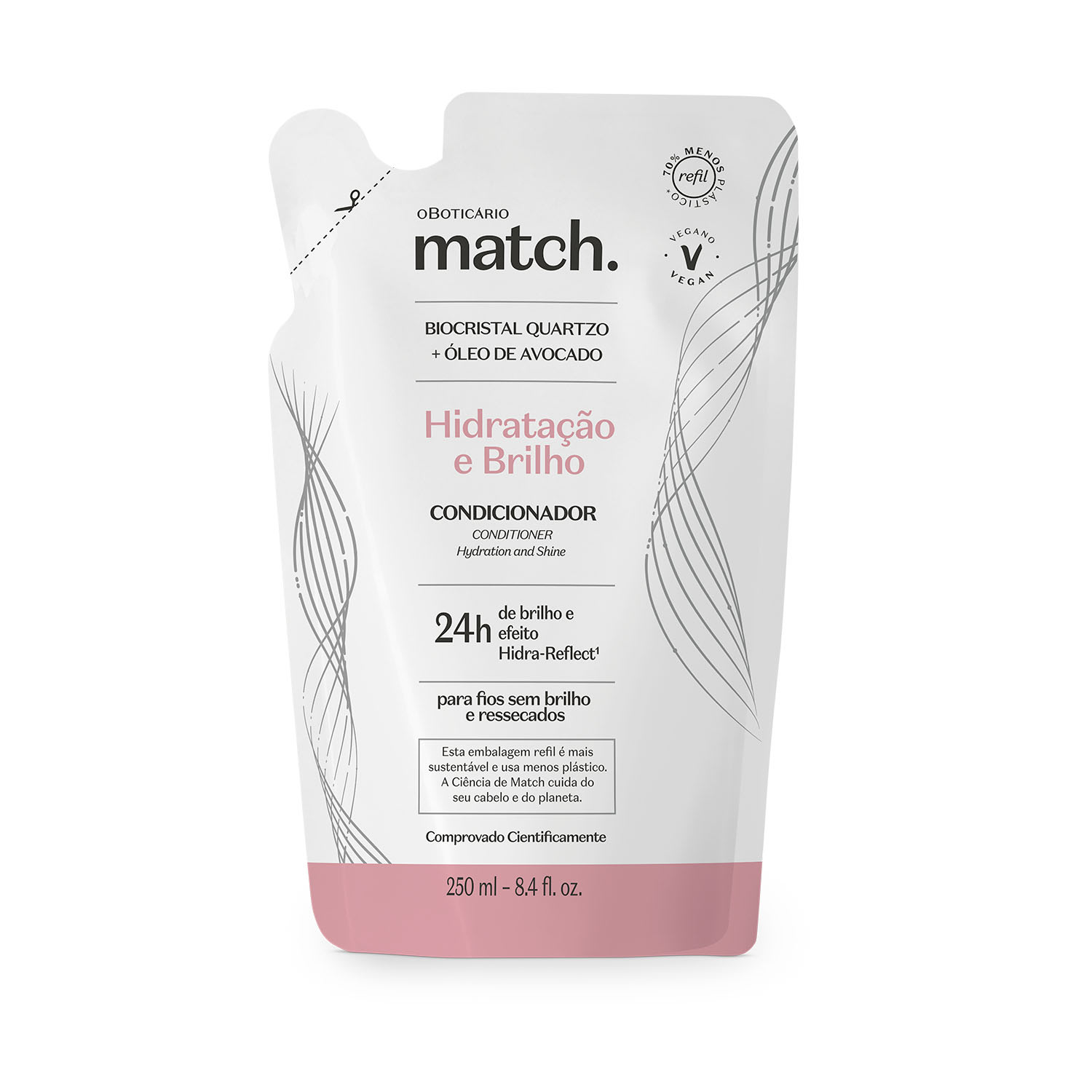 Refil Condicionador Match Hidratação e Brilho 250ml > Refil Condicionador Match Hidratação e Brilho 250ml