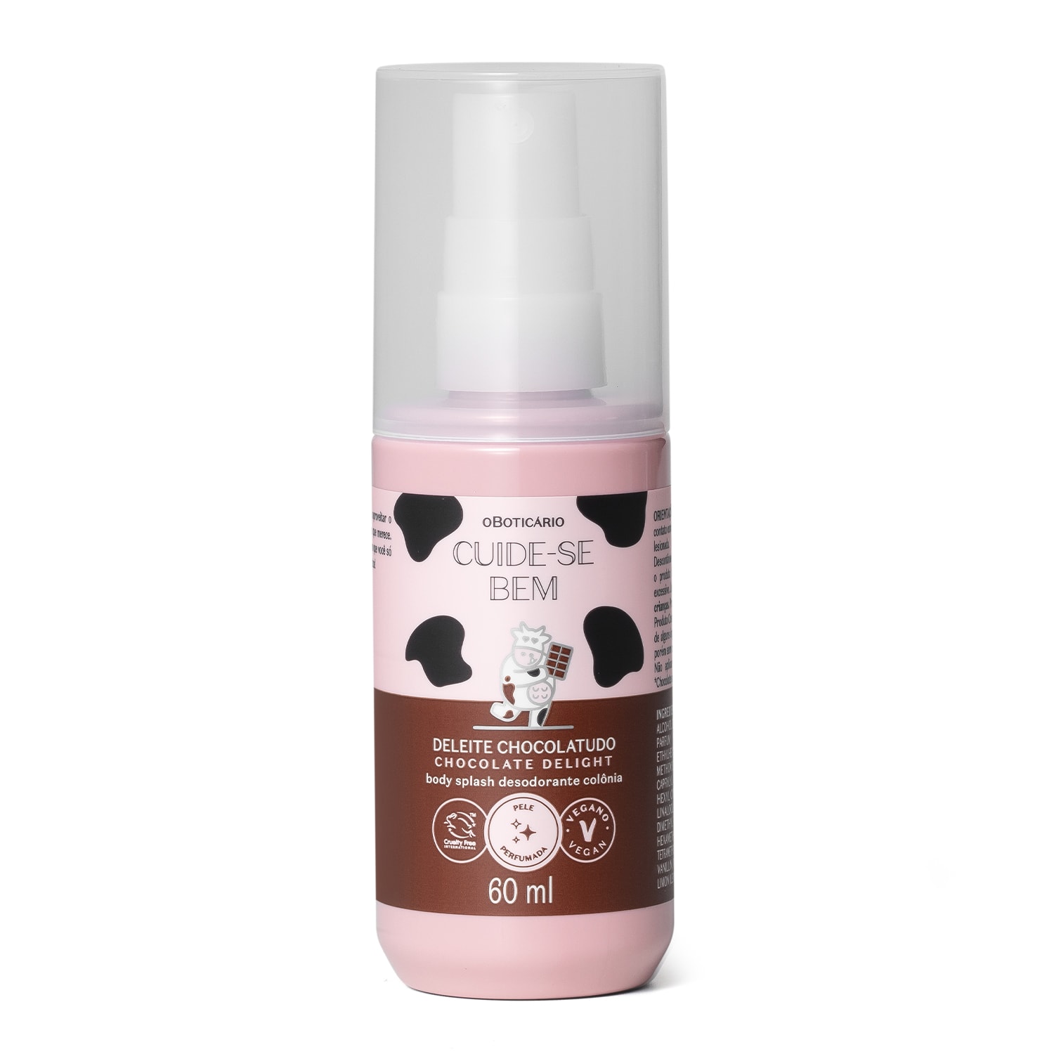 Mini Body Splash Desodorante Colônia Cuide-se Bem Deleite Chocolatudo 60ml