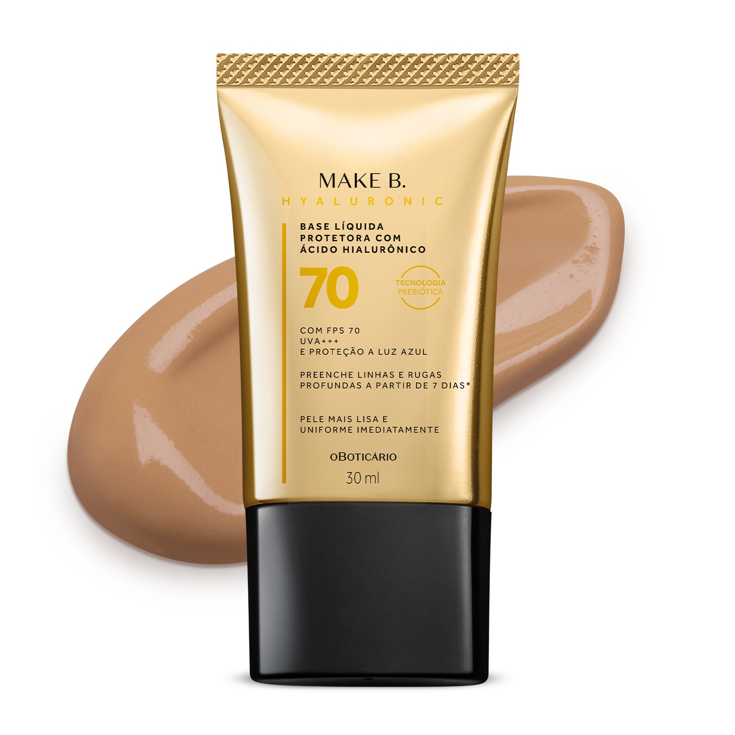 Make B. o Boticário Hyaluronic FPS 70 cor 25 - Base Líquida Protetora 30ml > Make B. o Boticário Hyaluronic FPS 70 cor 25 - Base Líquida Protetora 30ml