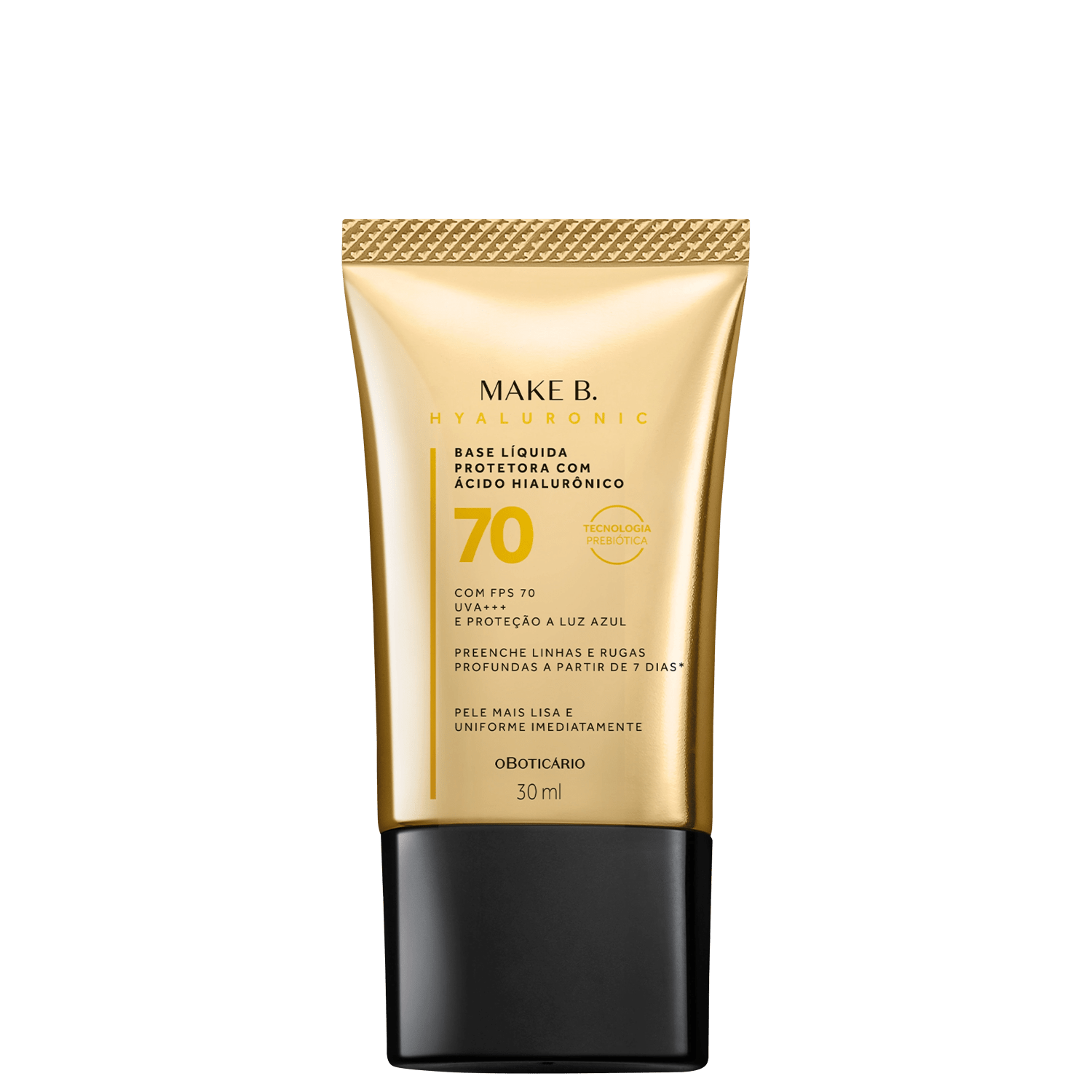 Make B. o Boticário Hyaluronic FPS 70 cor 70 - Base Líquida Protetora 30ml