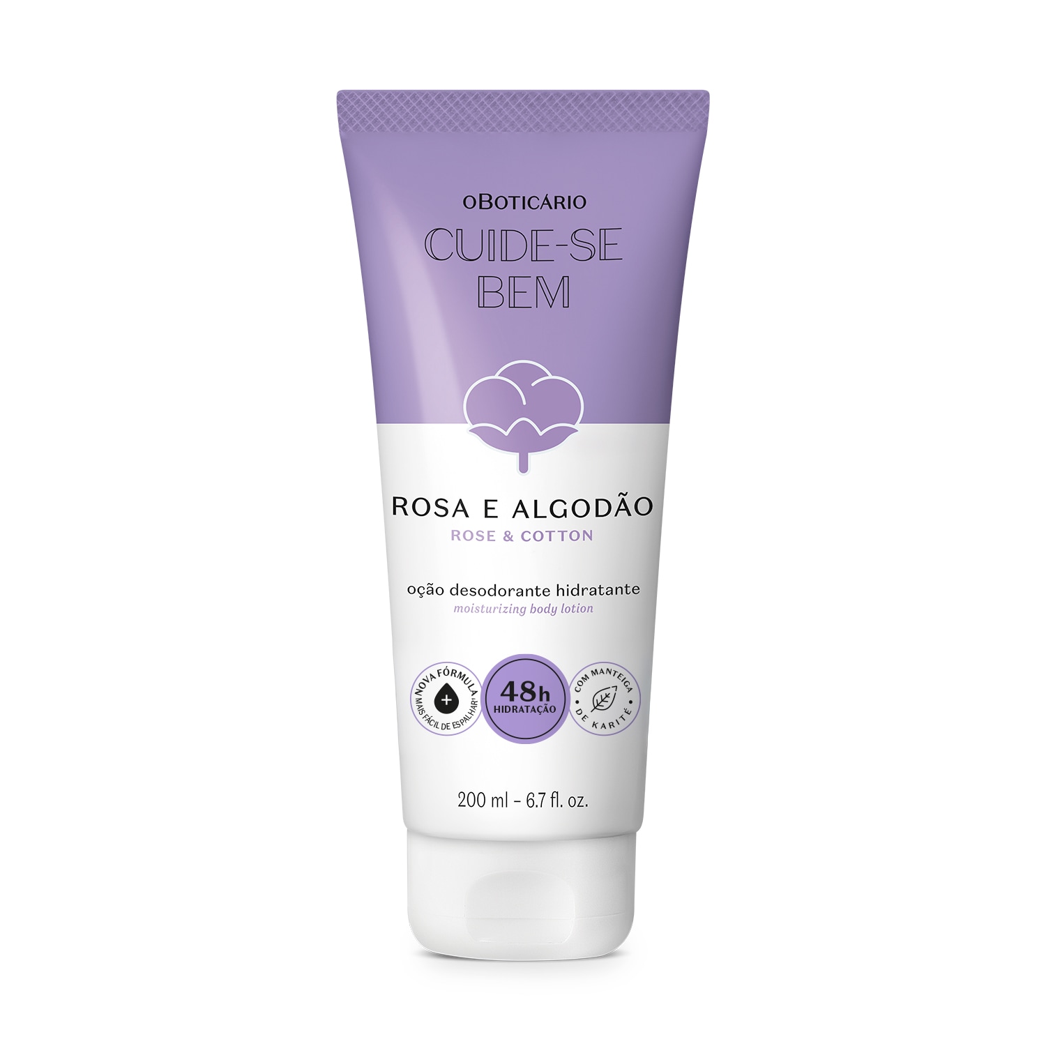 Loção Hidratante Desodorante Corporal Cuide-se Bem Rosa e Algodão 200ml