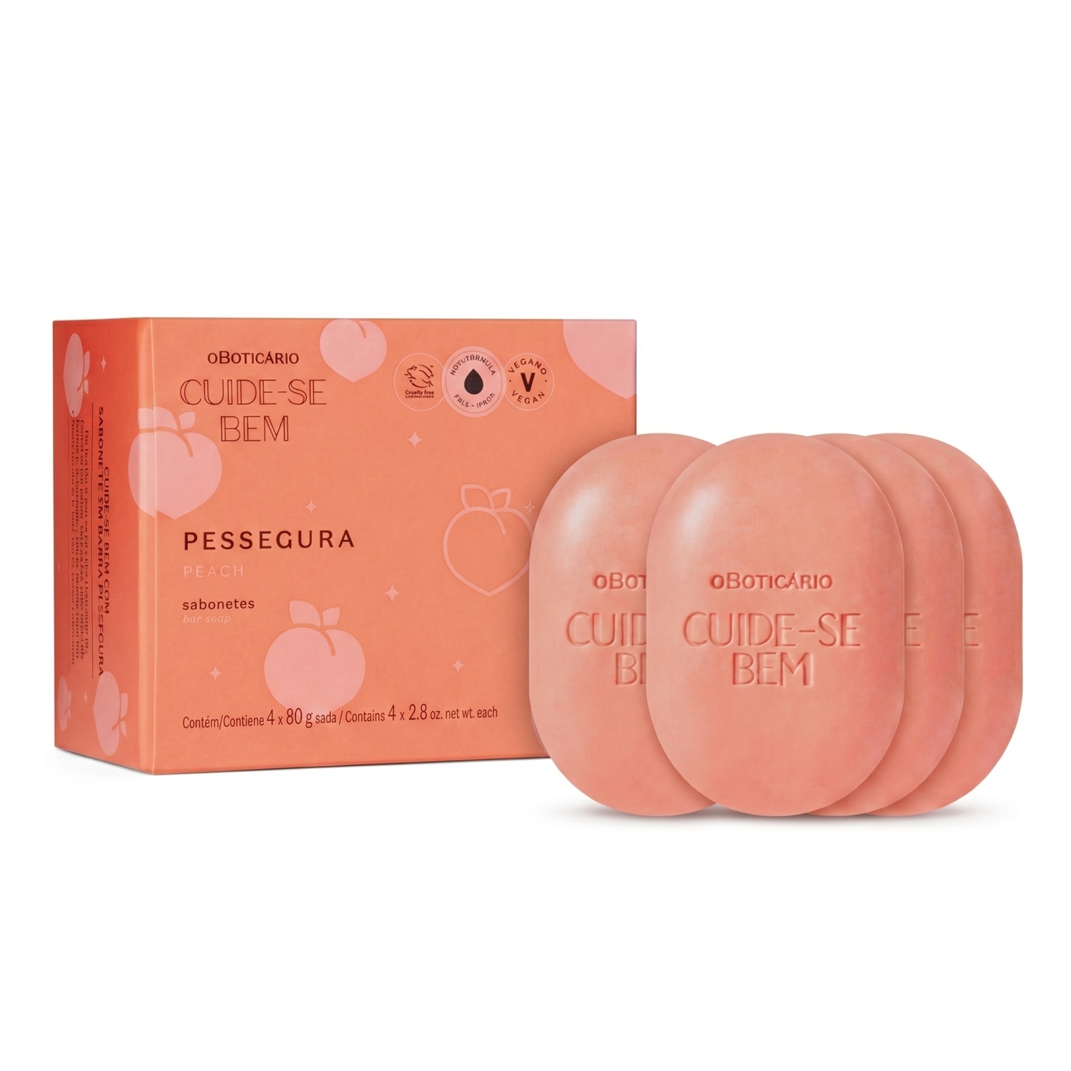 Sabonete em Barra Cuide-Bem Pessegura 4x80g > Sabonete em Barra Cuide-Bem Pessegura 4x80g