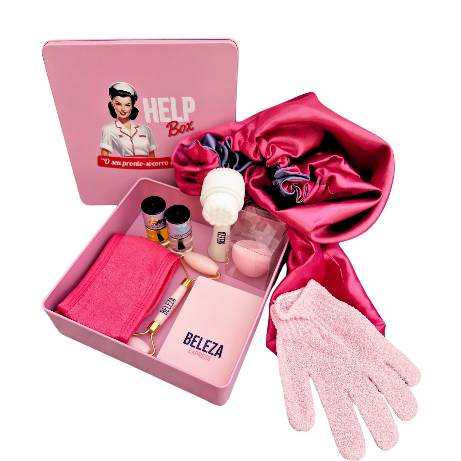 Kit Presente Lata com acessórios de skincare Grande- Help Box-Pronto Socorro da Beleza