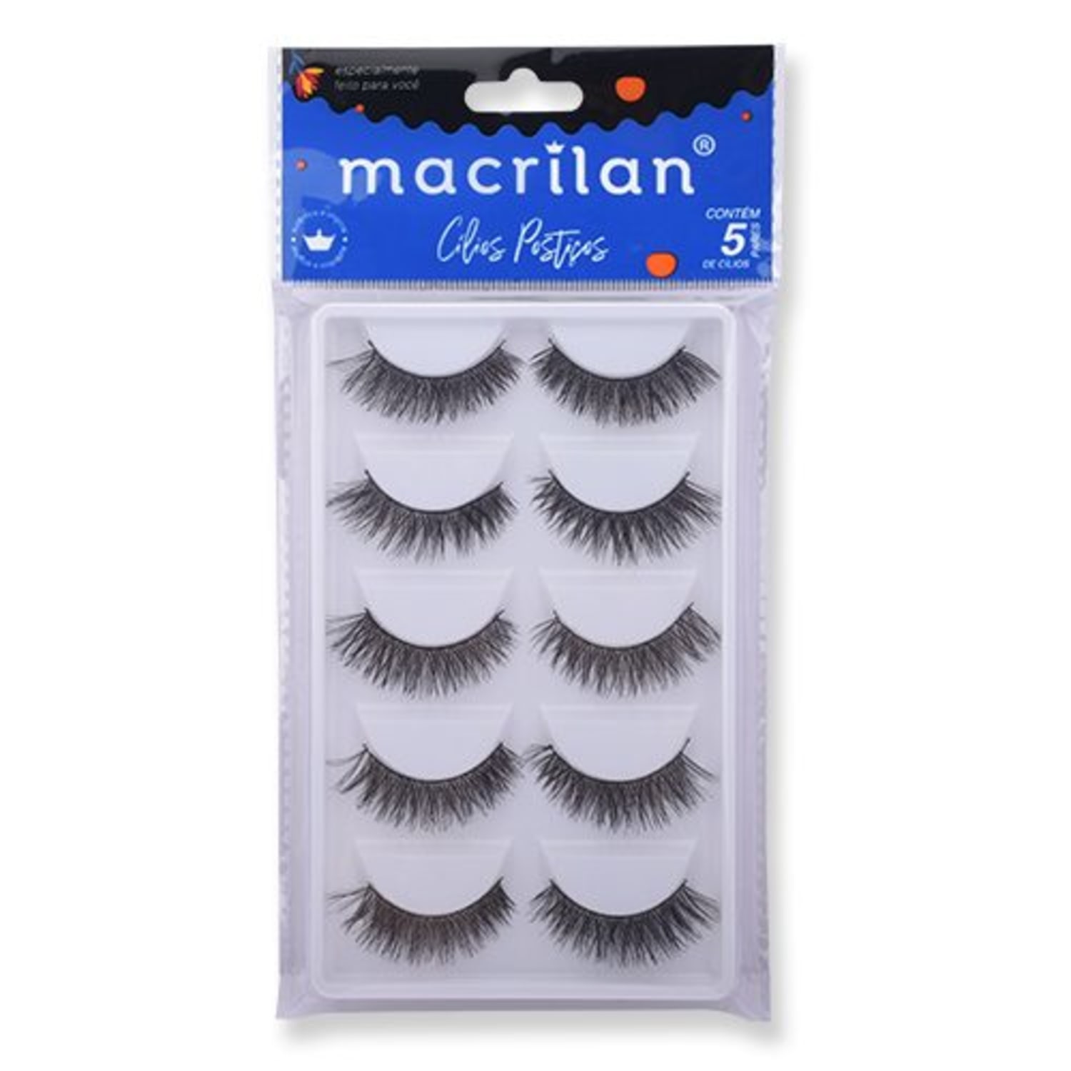 Cílios Postiços Volumosos e Cruzados 5 pares Macrilan - CL104-5