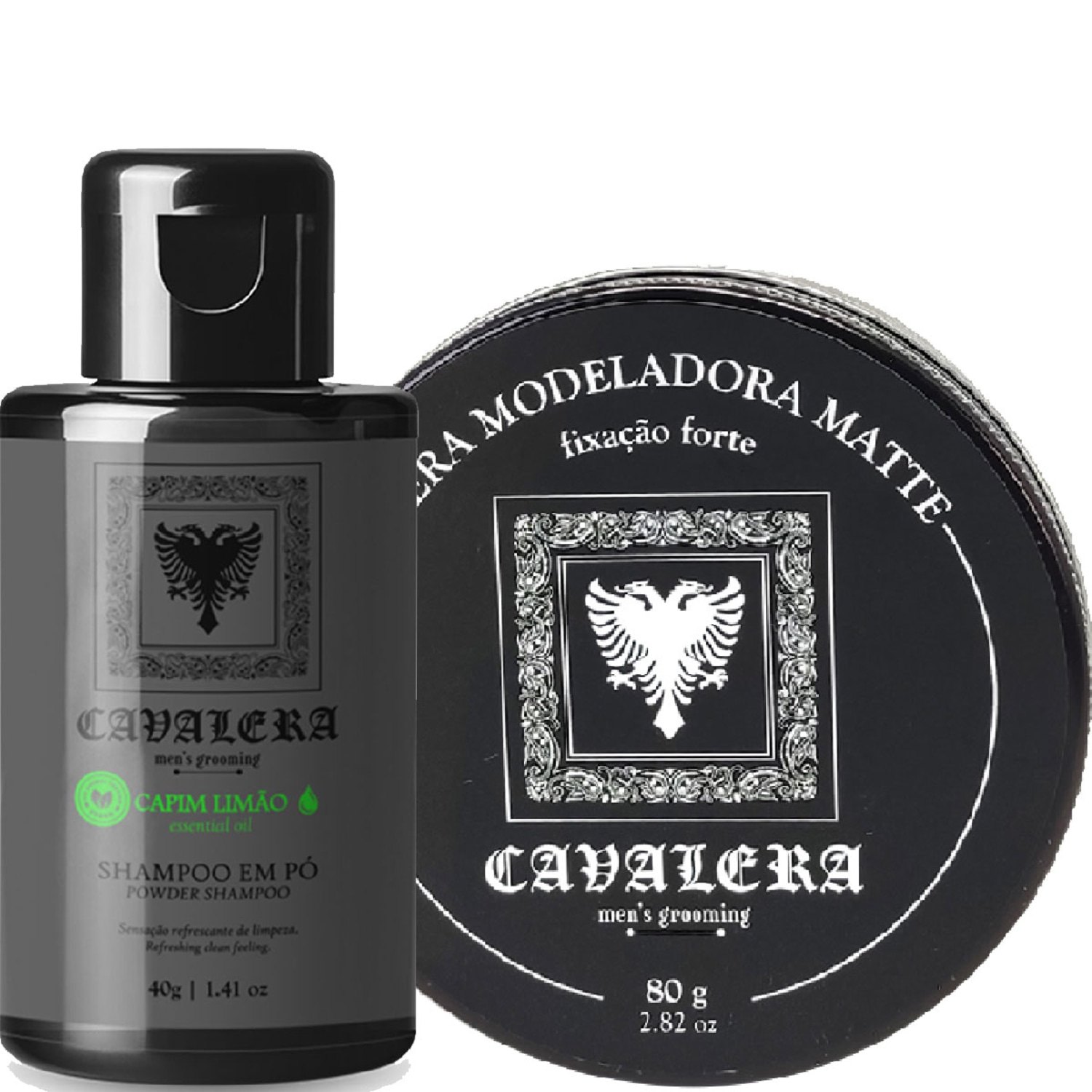 Kit Cavalera Shampoo Em Pó + Pomada Matte Bay Rum 80g