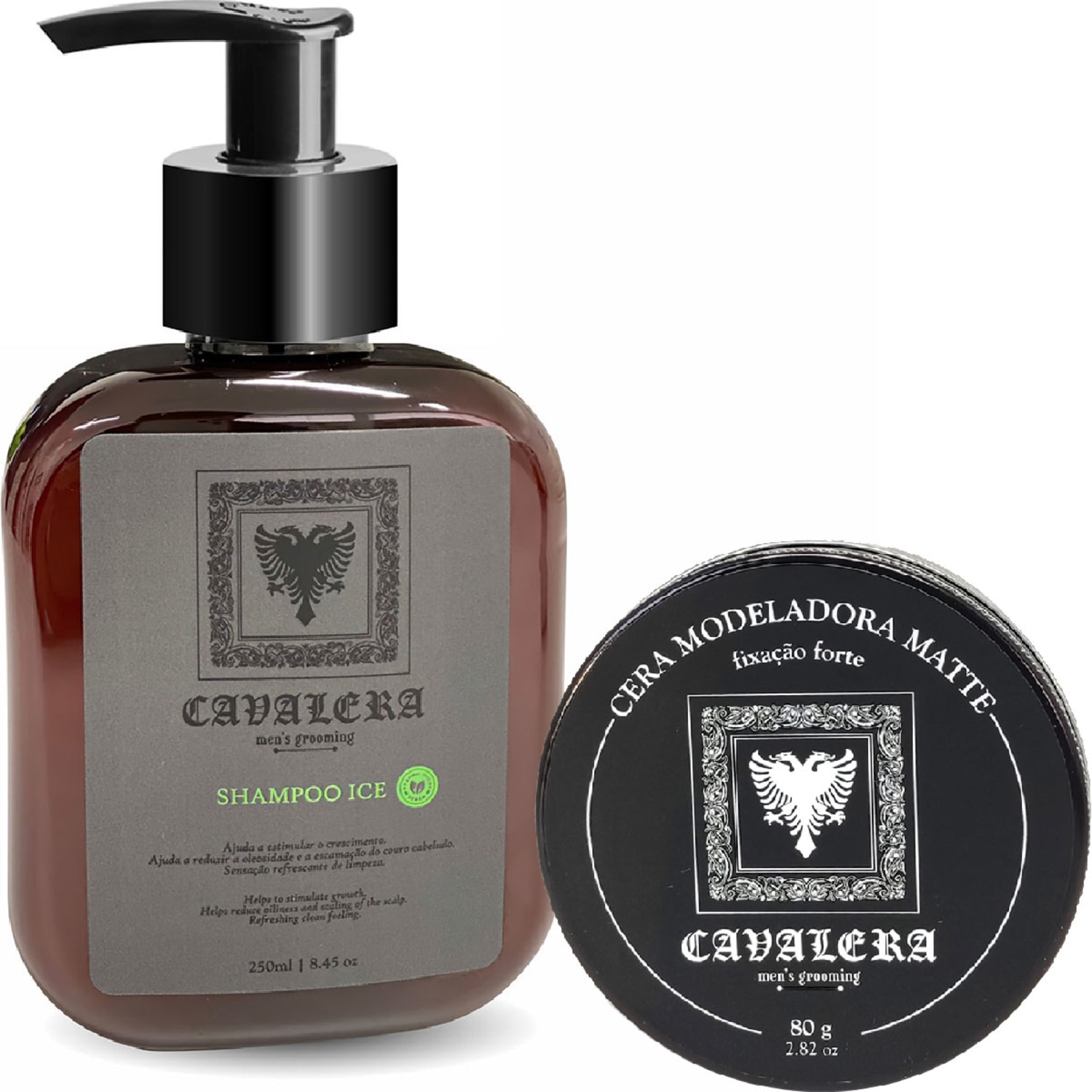 Kit Cavalera Shampoo Ice 250ml + Pomada Matte Bay Rum 80g