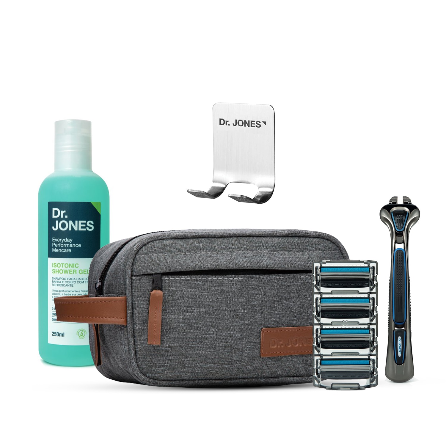 Kit Dr. Jones The Razor 4 Cuidado Diário + Suporte (5 Produtos)