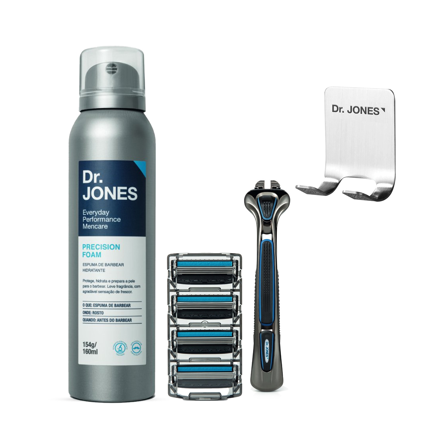 Kit Dr. Jones Barba Feita The Razor 4 + Suporte (4 Produtos)