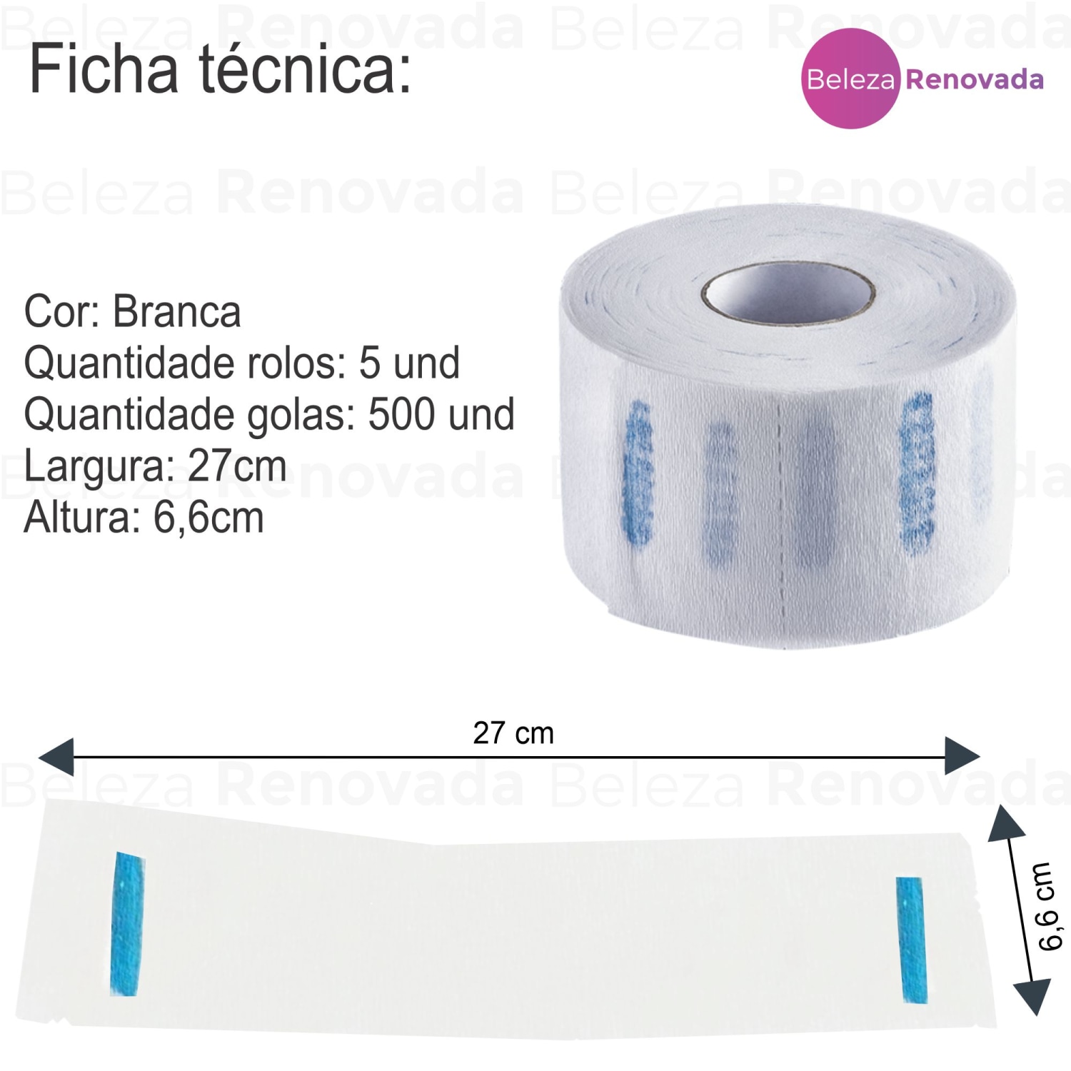Kit 500 Gola Higiênica Barbearia Protetor P/ Pescoço 5 Rolos