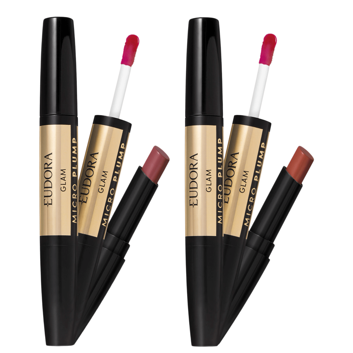 Kit Eudora Glam Micro Plump Batom Malva Essencial + Terracota Retrô (2 Produtos)