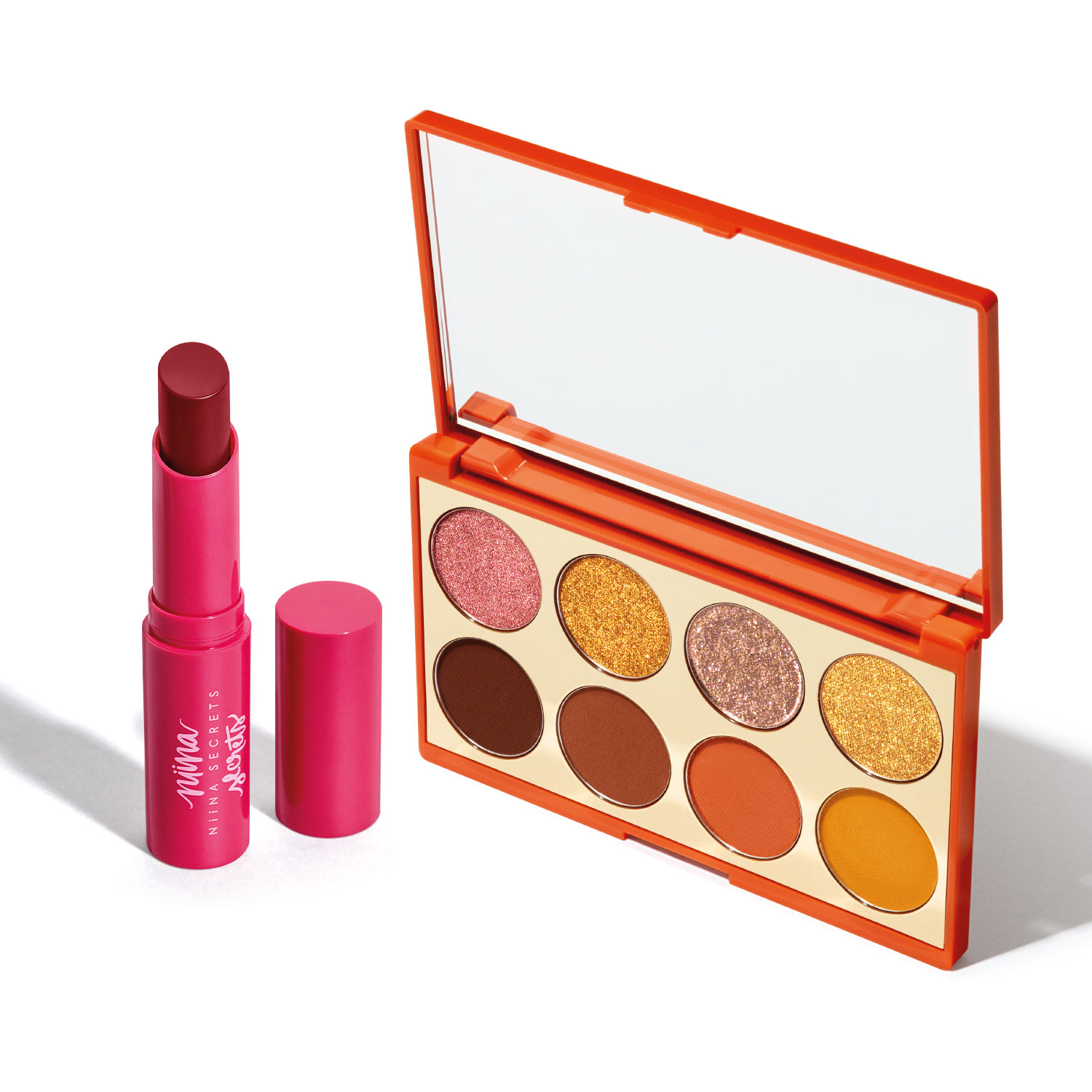 Combo Niina Secrets: Paleta De Sombras Orange 5,6g + Hidra Balm Rosa 3,2g