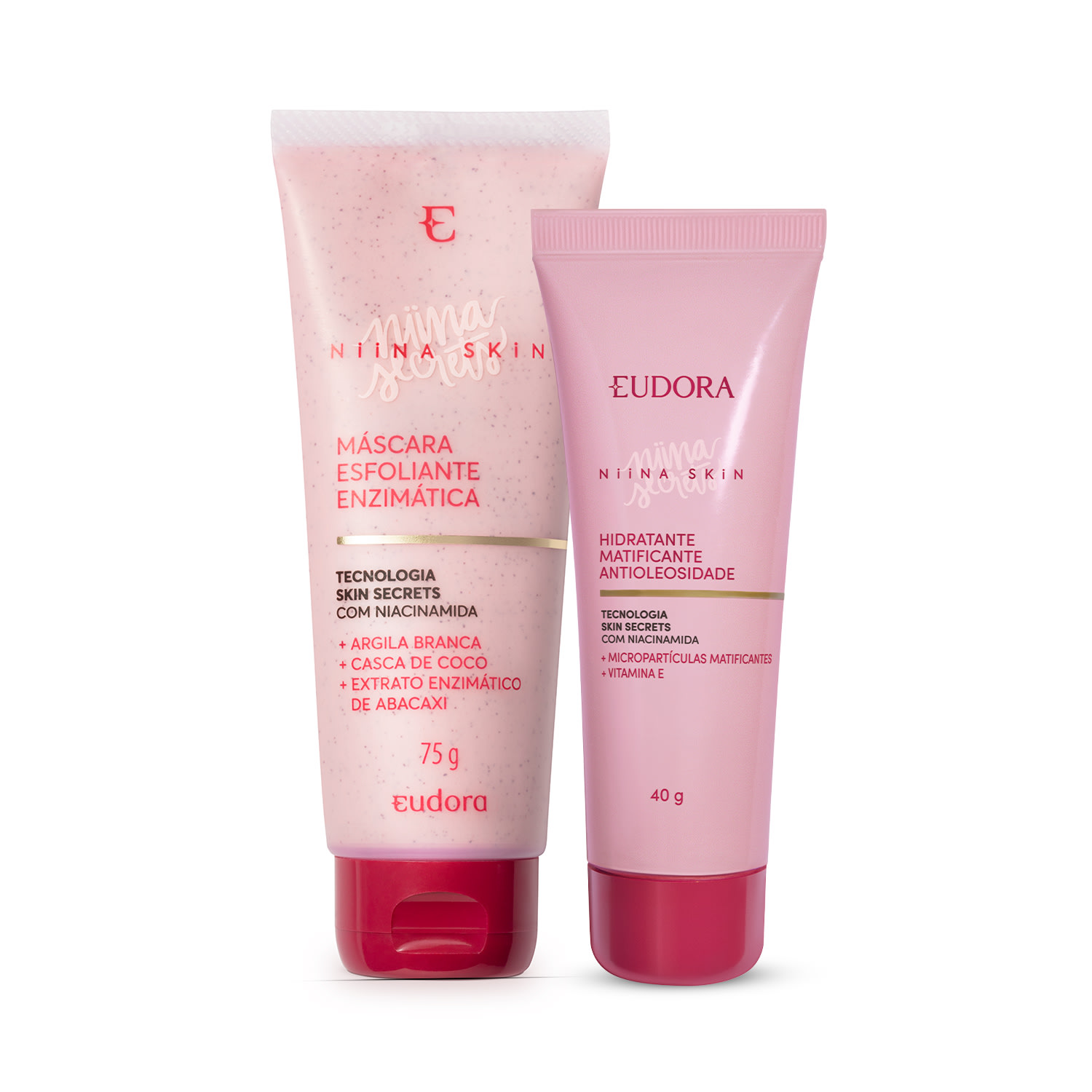 Combo Corpo: Esfoliante Enzimática 75g + Hidratante Matificante Antioleosidade Niina Skin 40g