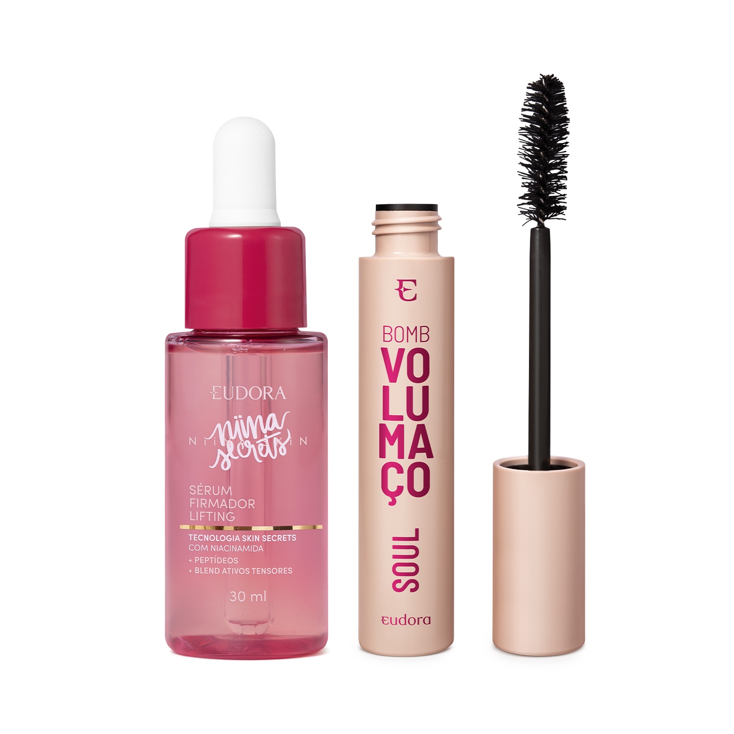 Combo Niina Skin Sérum Facial Pró-colágeno 30ml + Máscara de Cílios SOUL Bomb 10g