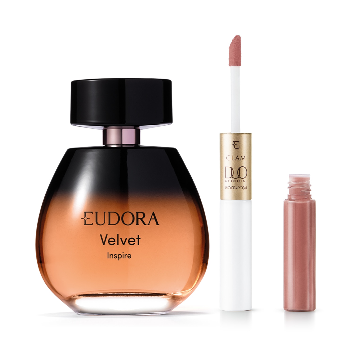 Combo Velvet Inspire Desodorante Colônia 100ml + Batom Líquido Rosado Essencial Glam Duo Clinical 3,5g