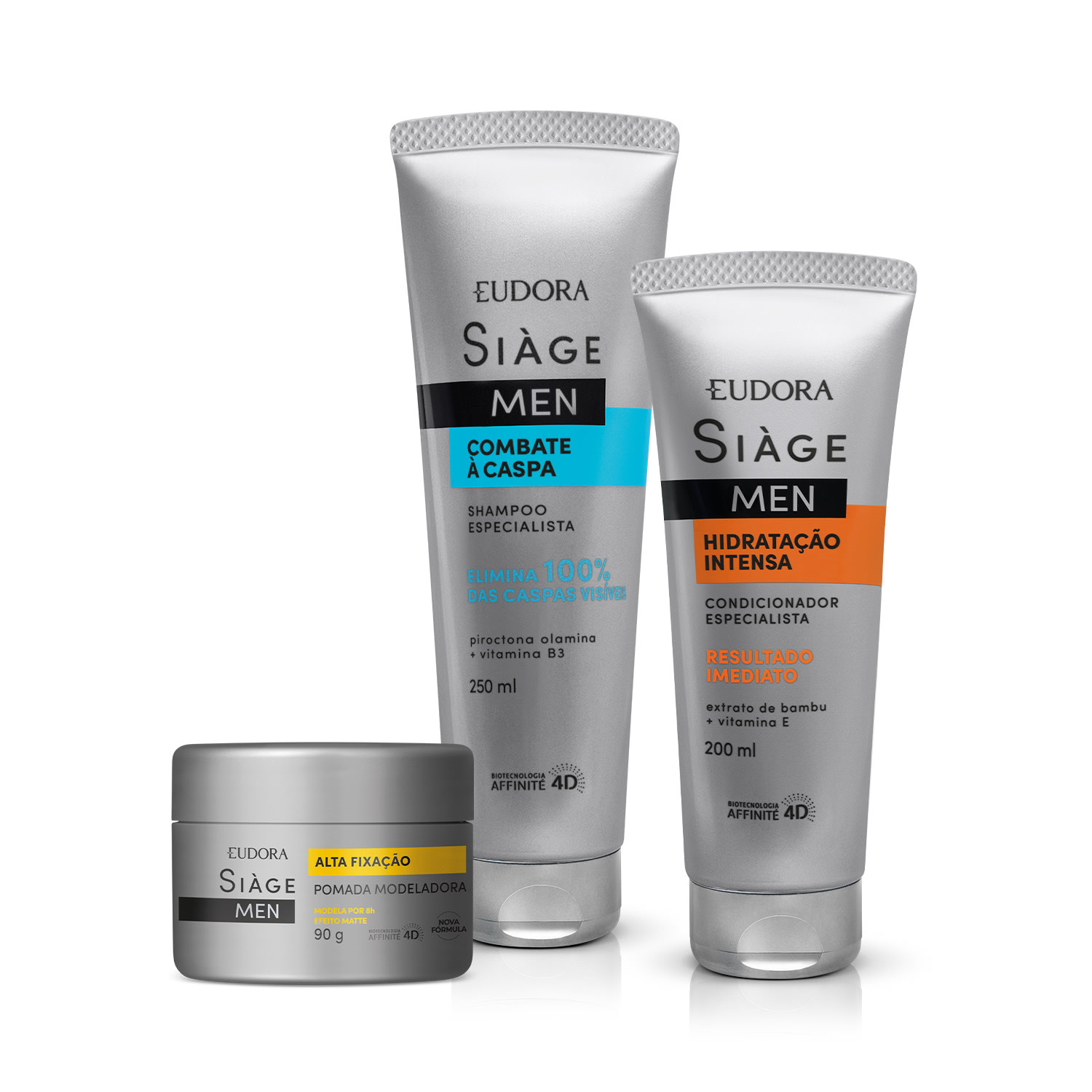 Combo Siàge Men: Shampoo 250ml + Condicionador 200ml + Pomada Modeladora 90g