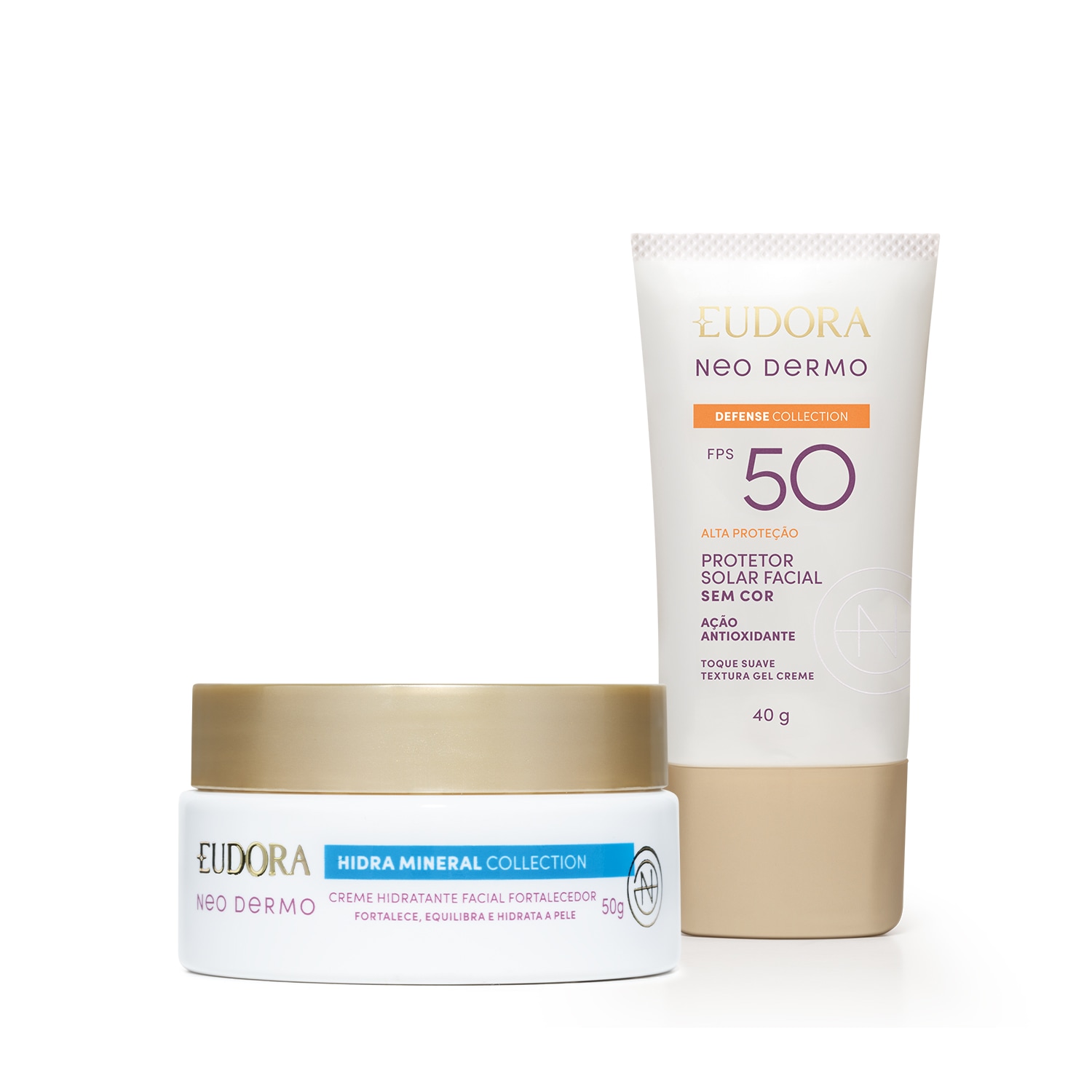 Combo Neo Dermo: Protetor Solar FPS 50 40g + Hidratante Facial Hidra Mineral 50g
