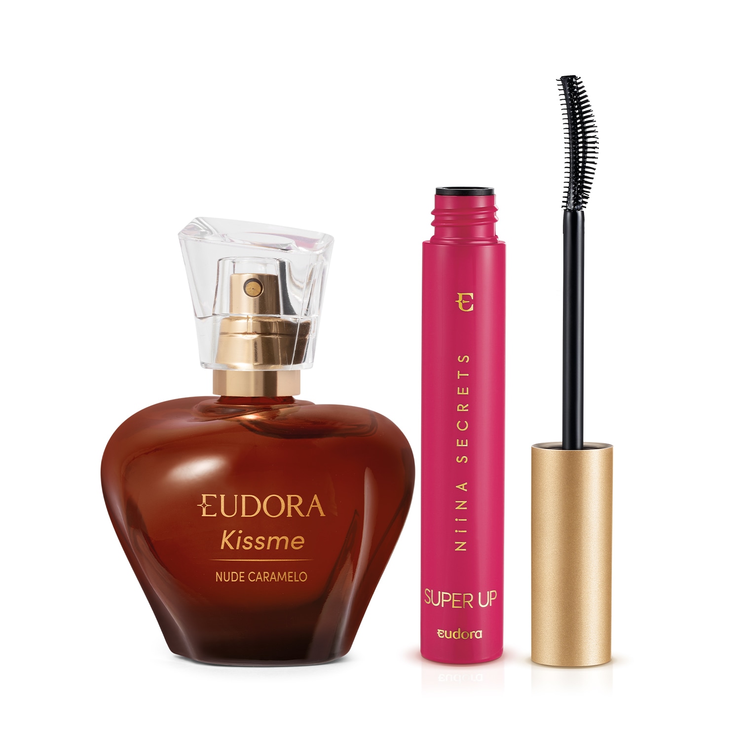 Combo Desodorante Colônia Kiss Me Nude Caramelo 50ml + Máscara para Cílios 8g