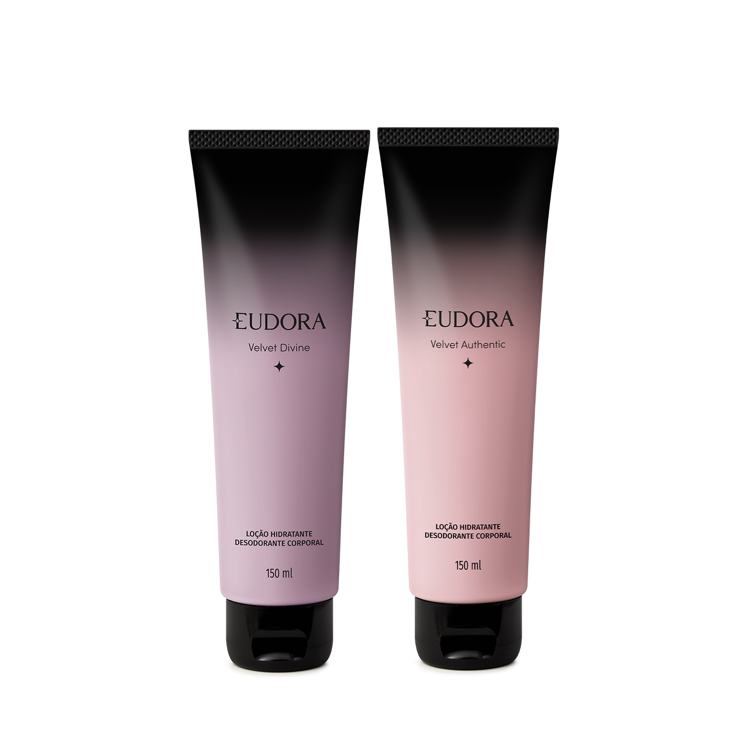 Combo Loção Hidratante Corporal Eudora Velvet: Divine 150ml + Authentic 150ml