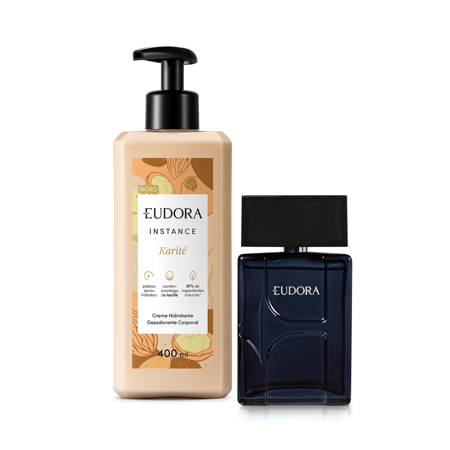 Combo Eudora H Desodorante Colônia 100ml + Creme Hidratante Instance Karité 400ml