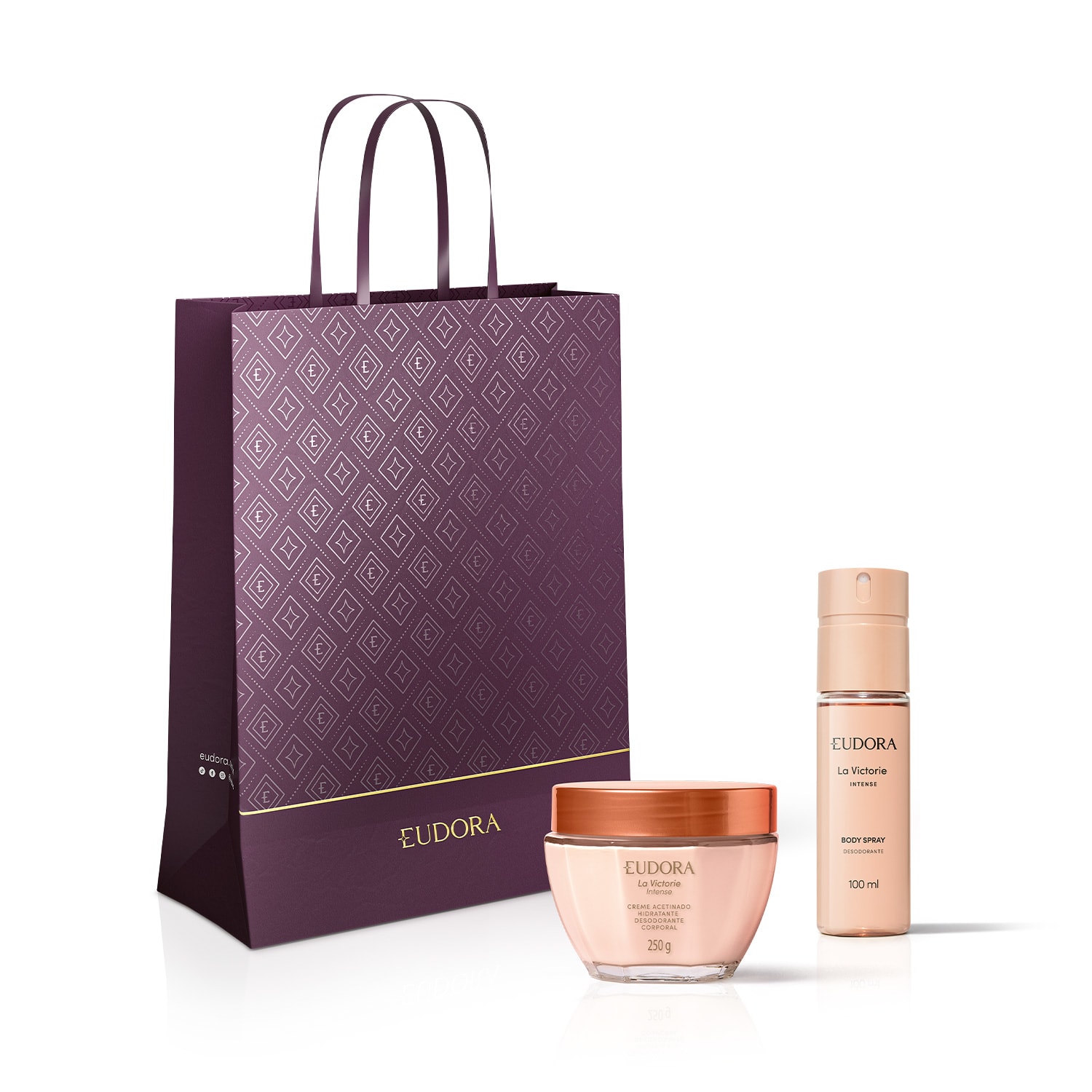Combo Presente La Victorie Intense: Body Spray 100ml + Creme Corporal 250g + Sacola M