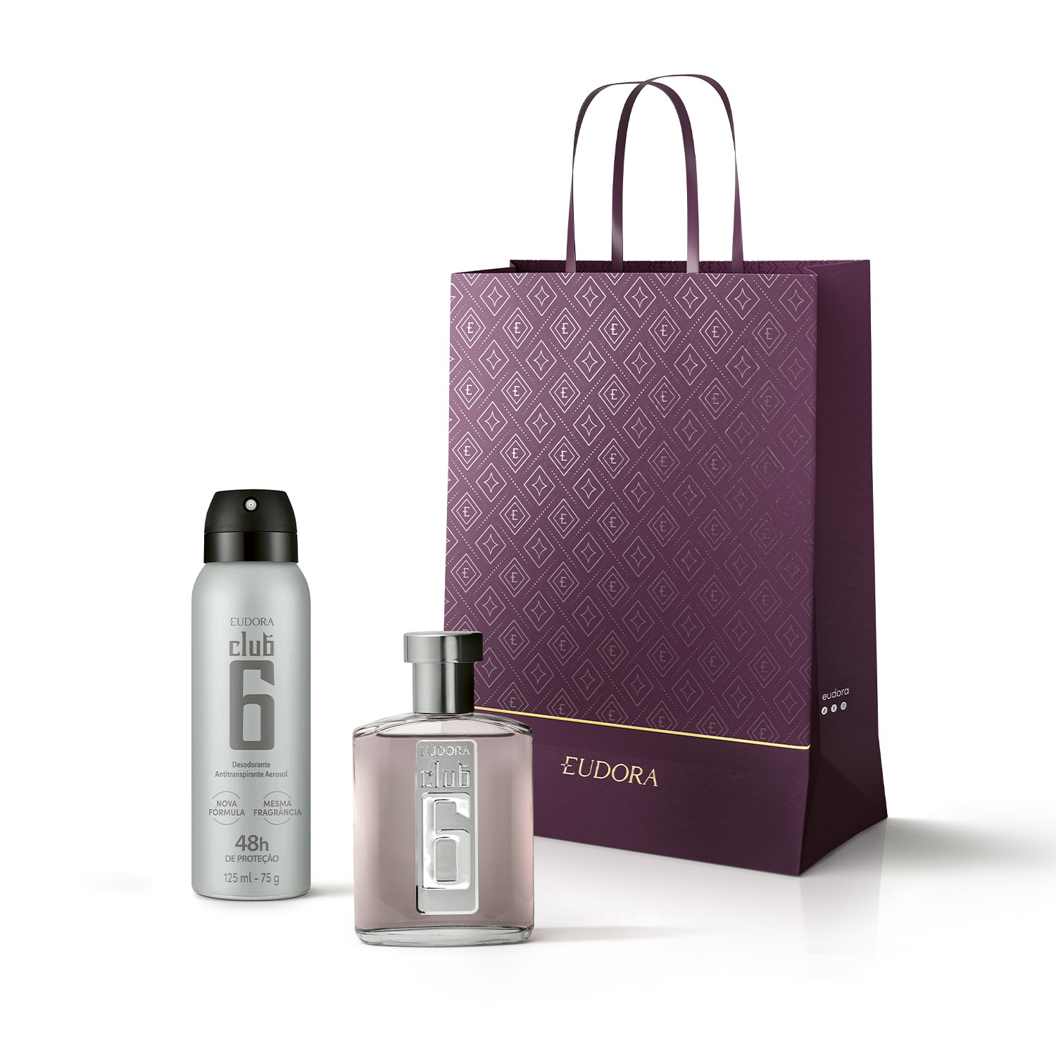 Combo Presente Club 6: Desodorante Colônia 95ml + Desodorante Antitranspirante Aerossol 75g + Sacola