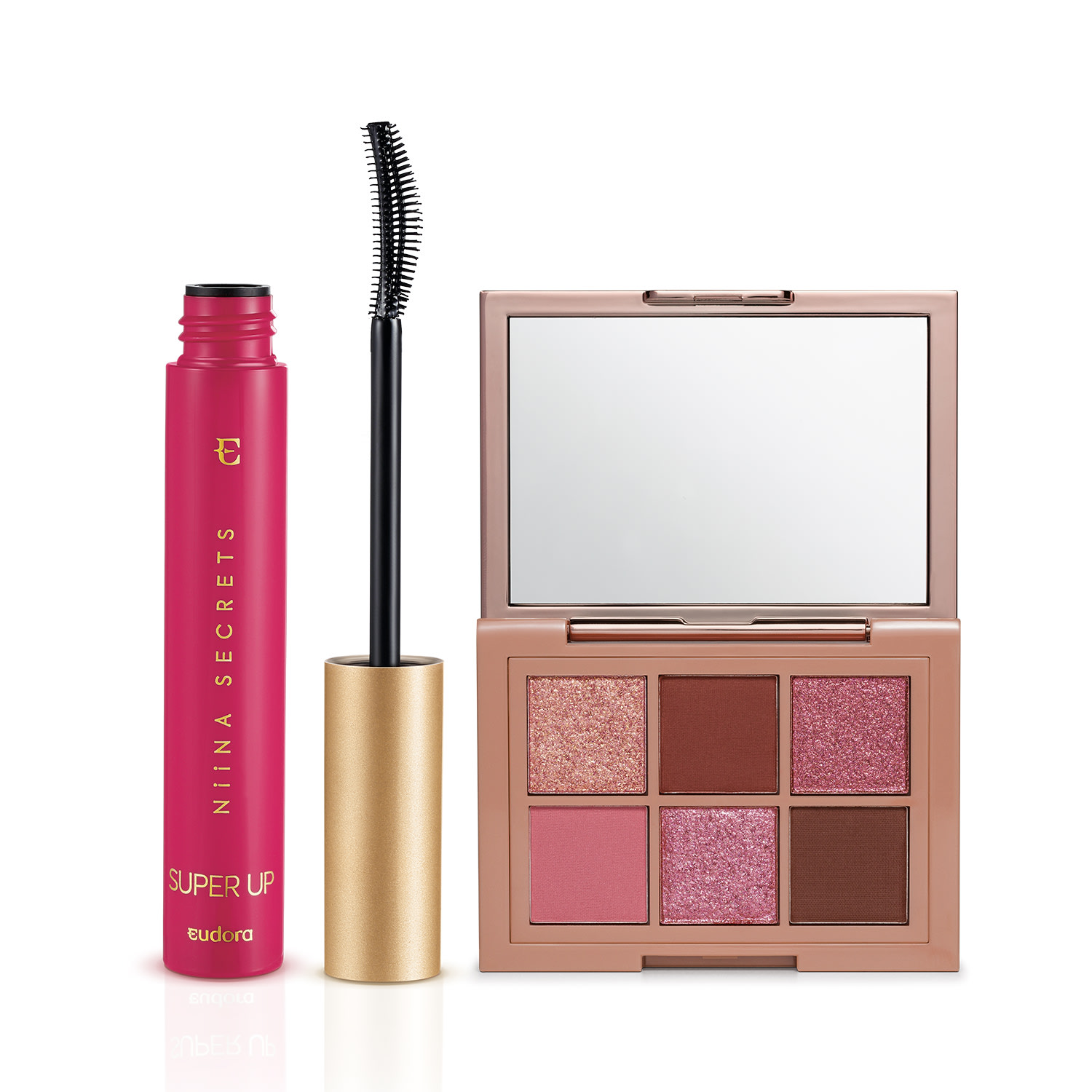 Kit Eudora Niina Secrets - Máscara Para Cílios Super Up 8g + Paleta de Sombras Shine 5,4g