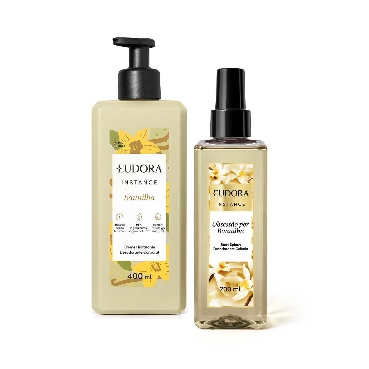 Combo Instance Baunilha: Creme Hidratante Desodorante Corporal 400ml + Spray Perfumado Desodorante Colônia 200ml