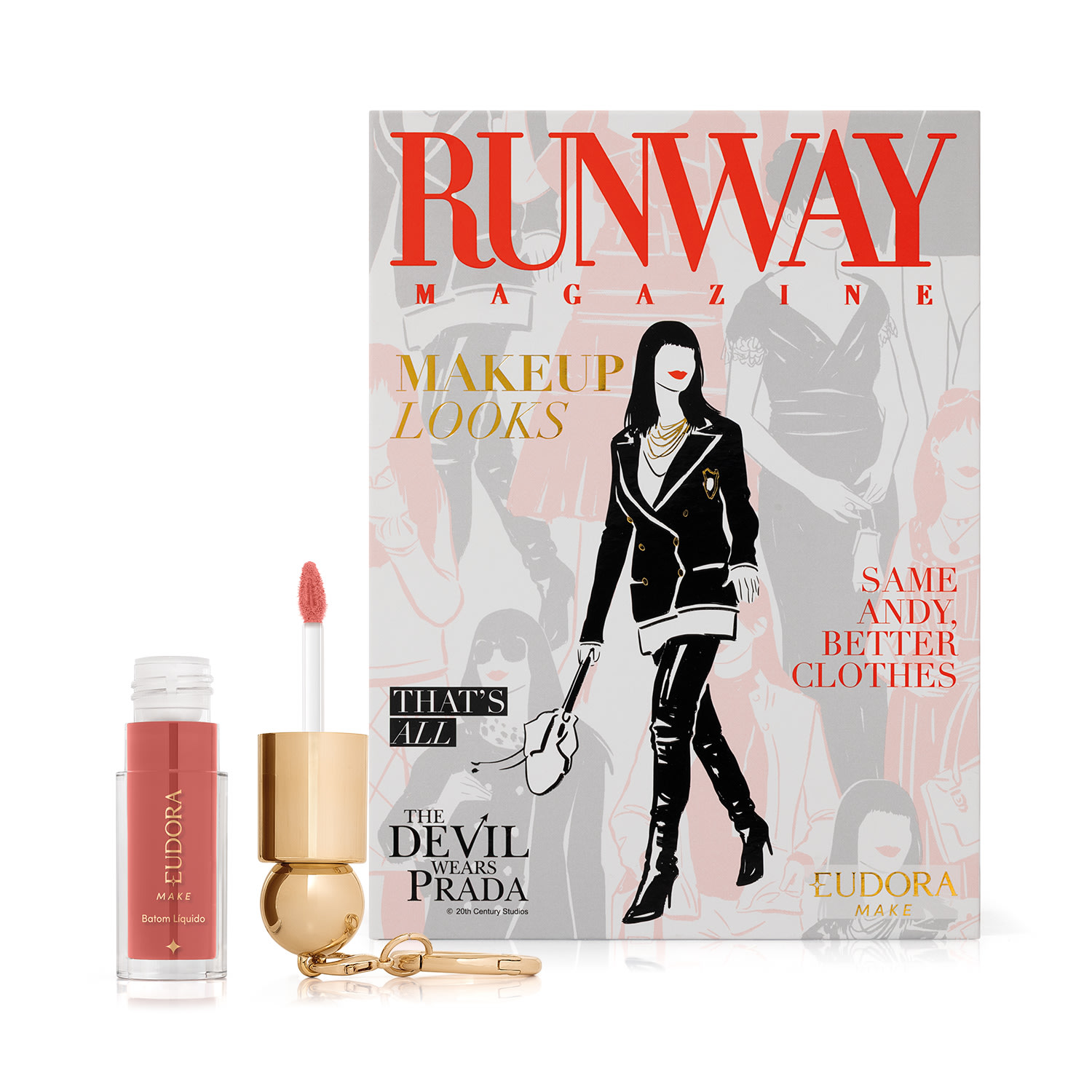 Combo O Diabo Veste Prada: Palette Runway Magazine 28g + Batom Líquido Fashion Icon Nude 4ml