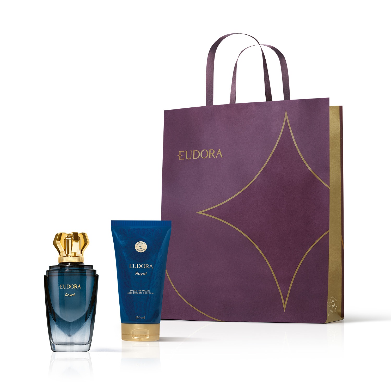 Combo Eudora Royal Masculino: Desodorante Colônia 100ml + Loção Corporal 150ml + Sacola