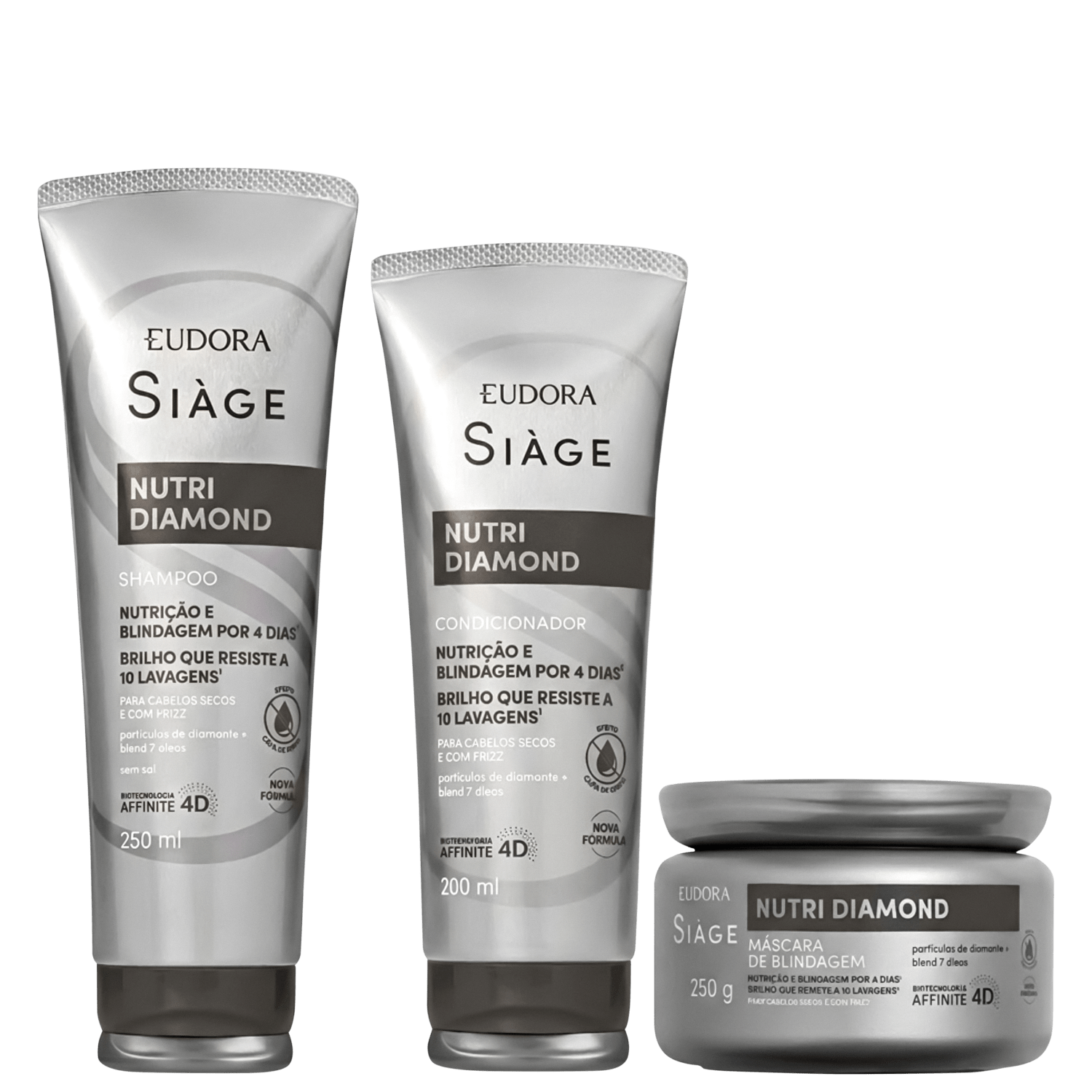 Kit Eudora Siàge Nutri Diamond - Shampoo 250ml + Condicionador 200ml + Máscara Capilar 250g