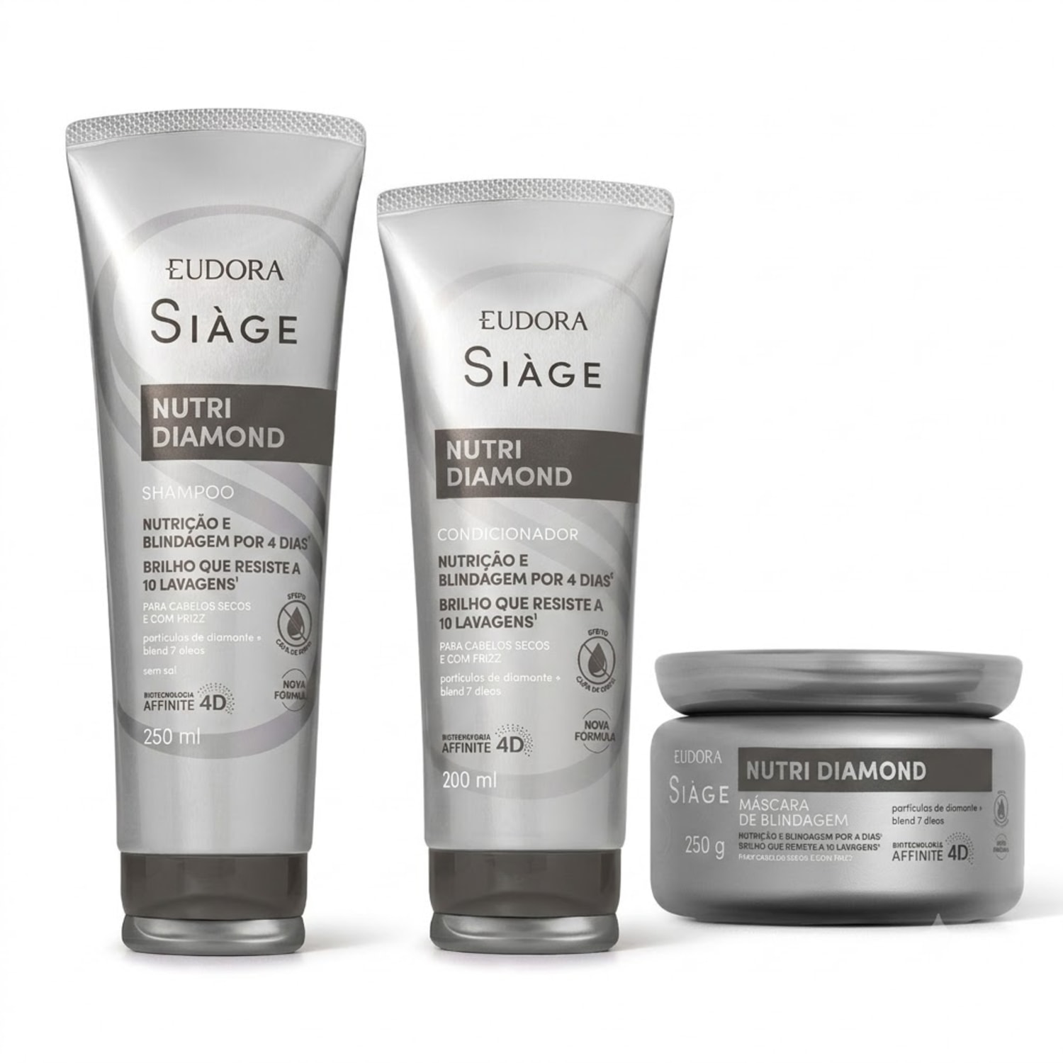 Combo Siàge Nutri Diamond: Shampoo 250ml + Condicionador 200ml + Máscara Capilar 250g
