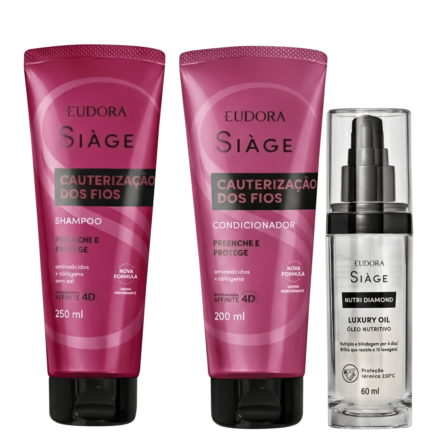 Kit Eudora Siàge Cauterização dos Fios Nutri Diamond (3 Produtos)
