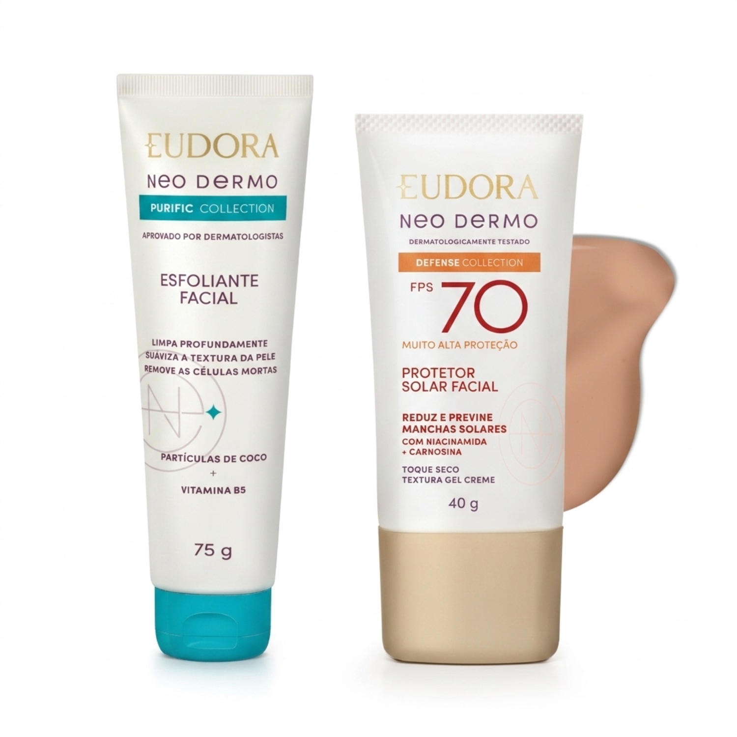 Combo Esfoliante Facial Neo Dermo 75g + Protetor Solar Facial COR 2 FPS 70 40ml