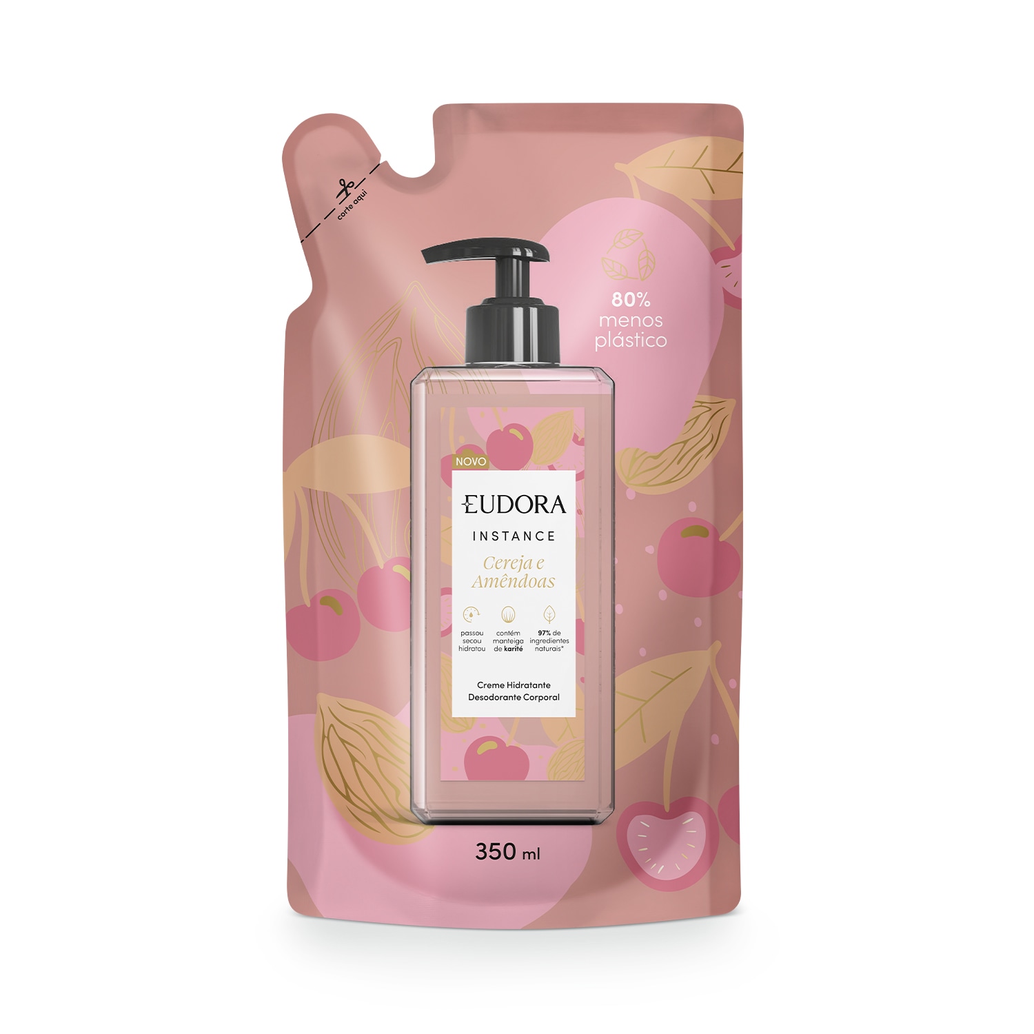 Eudora Instance Cereja e Amêndoas Refil - Creme Hidratante Desodorante Corporal 350ml