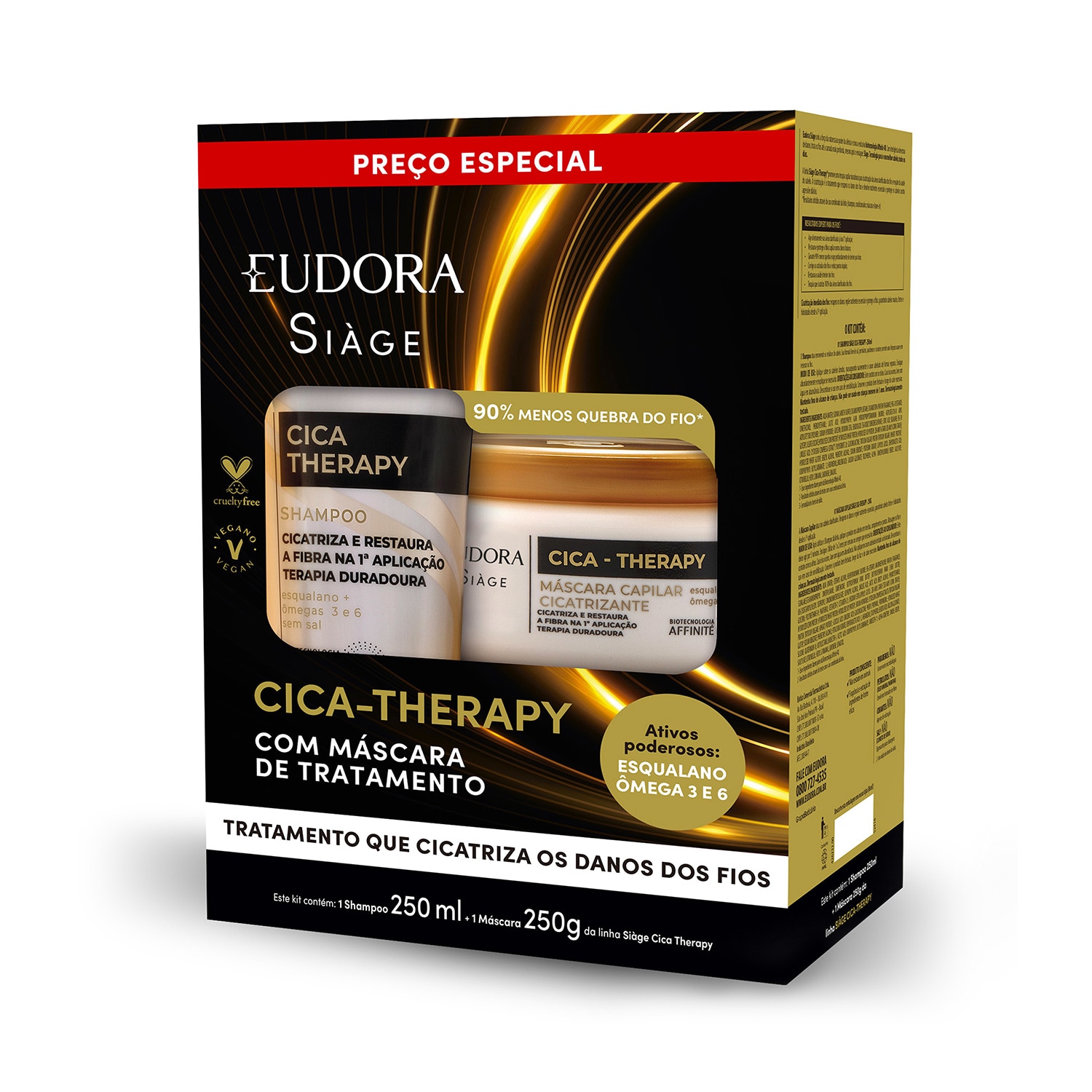 Kit Siàge Cica-Therapy: Shampoo 250ml + Máscara Capilar 250g