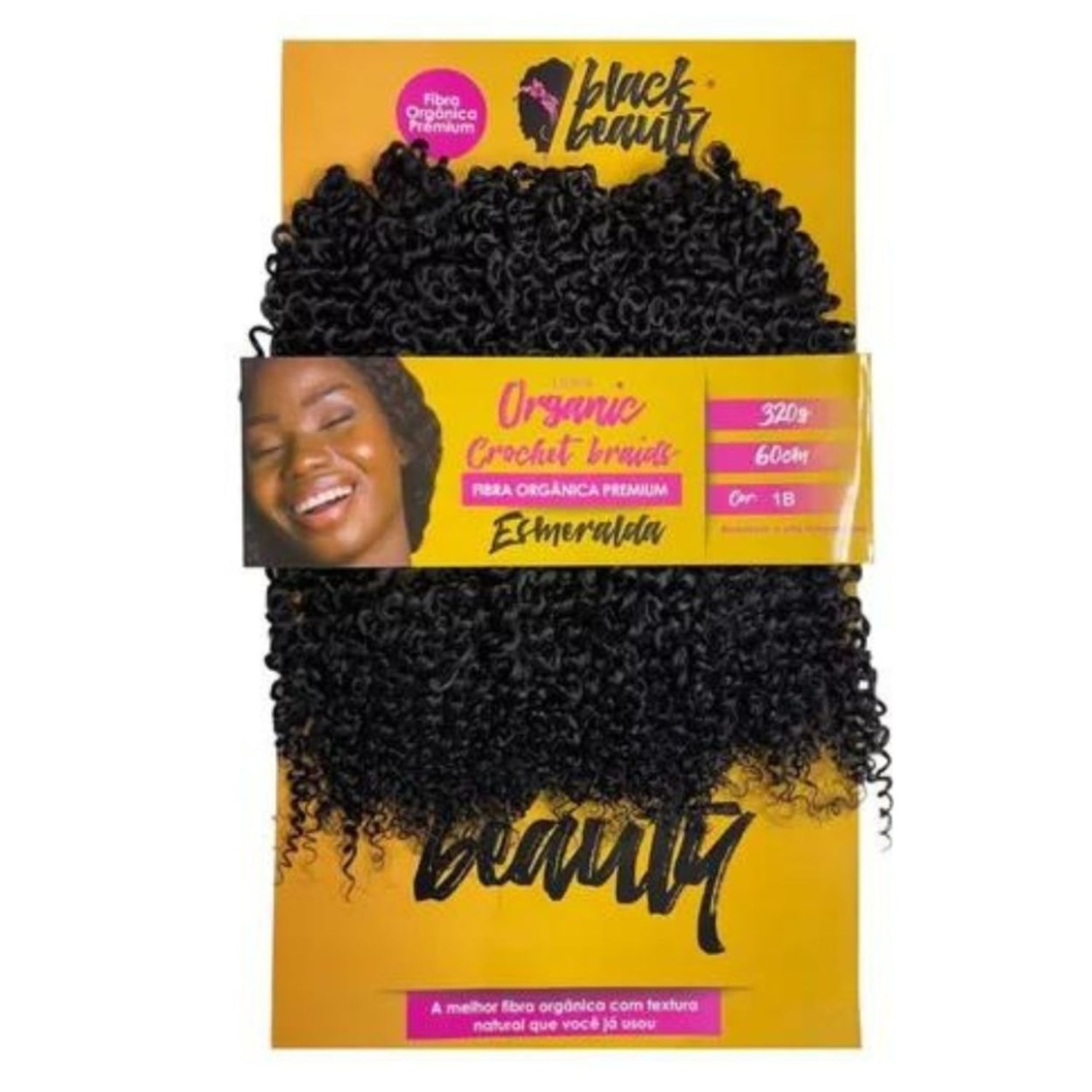 Black Beauty Organic Crochet Braids Esmeralda 1B - Aplique de Cabelo 60cm (320g)