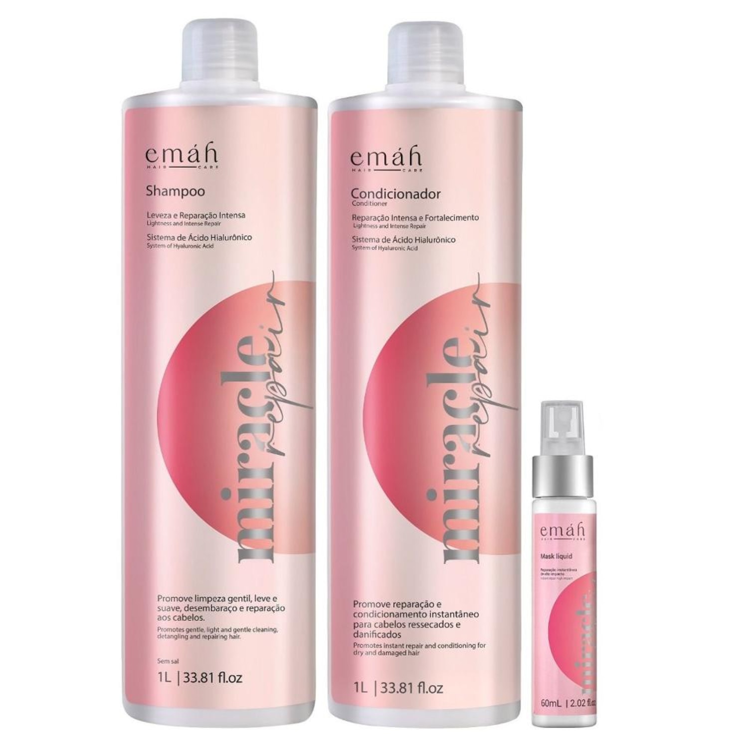 Kit Emáh Hair Care Miracle Repair Trio Power Salon (3 Produtos)