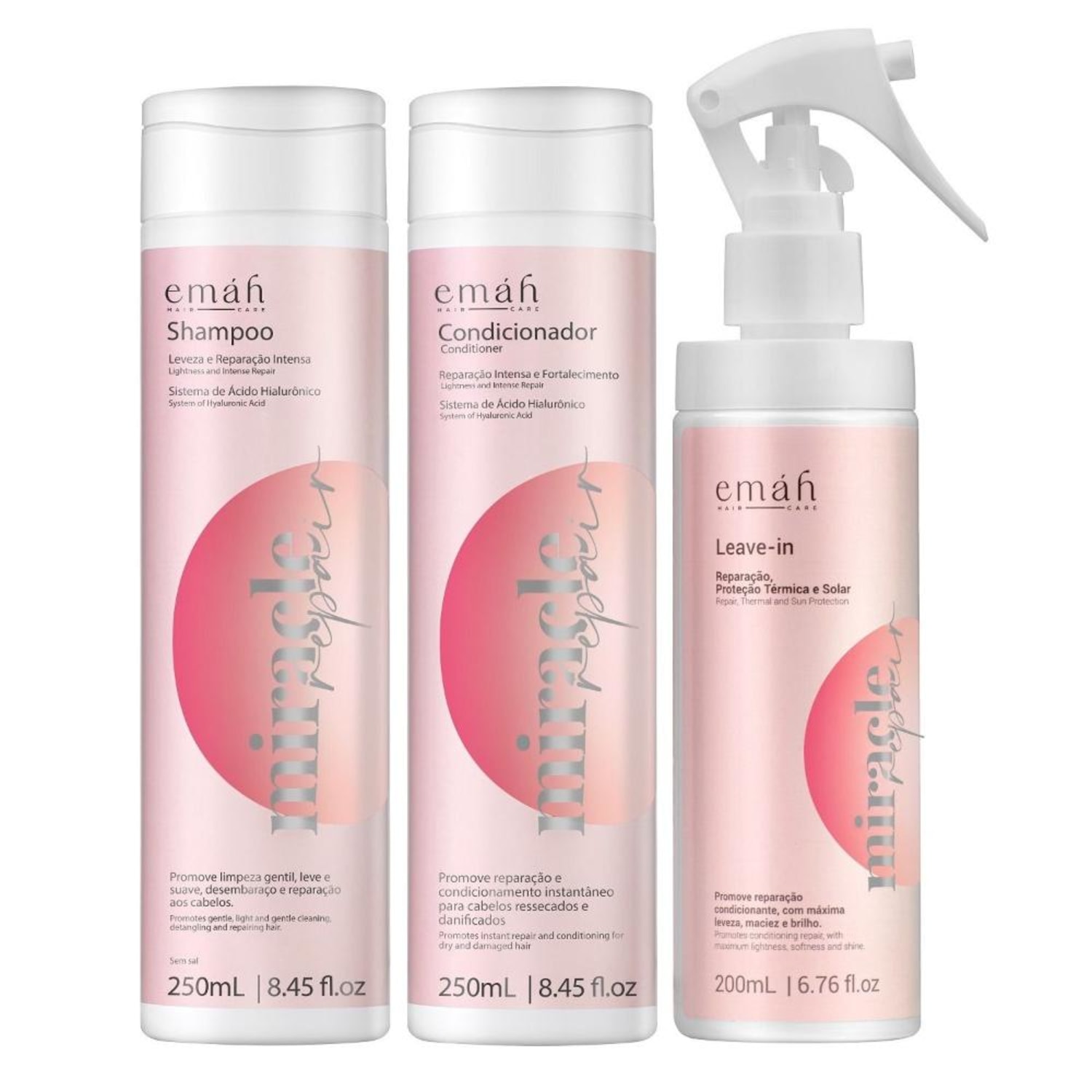 Kit Emáh Hair Care Miracle Repair Tripla Ação (3 Produtos)