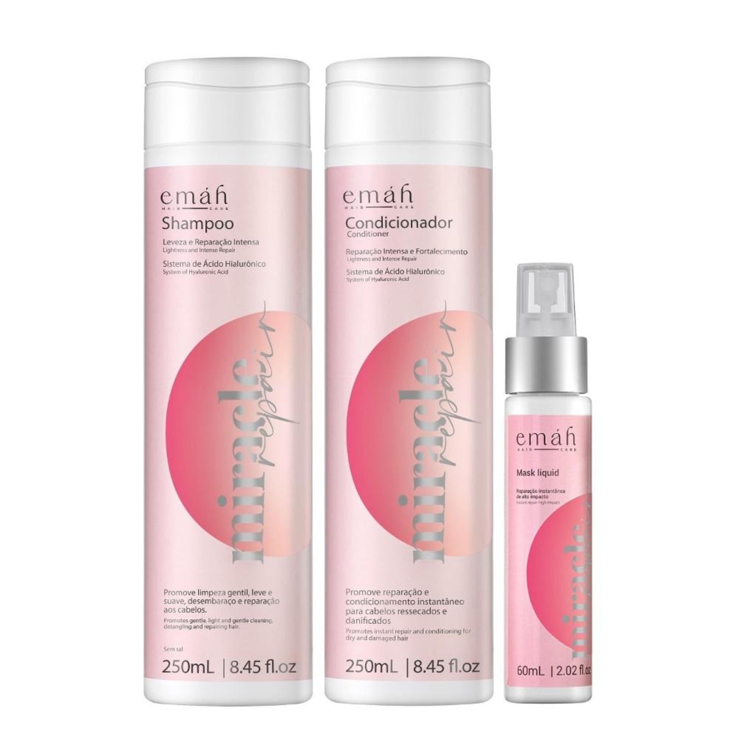 Kit Emáh Hair Care Miracle Repair Trio Home Basic (3 Produtos)