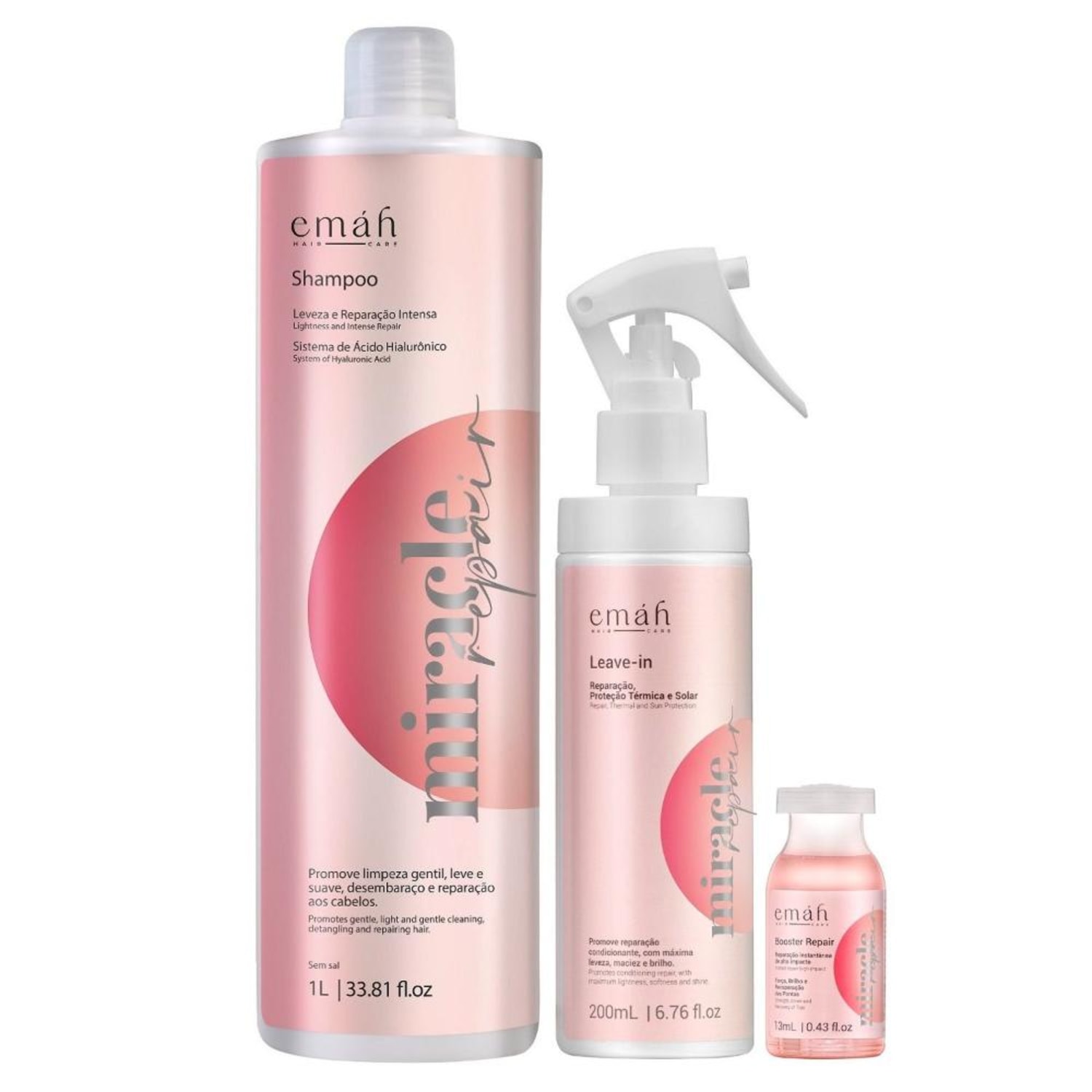 Kit Emáh Hair Care Miracle Repair Trio Boost Salon (3 Produtos)
