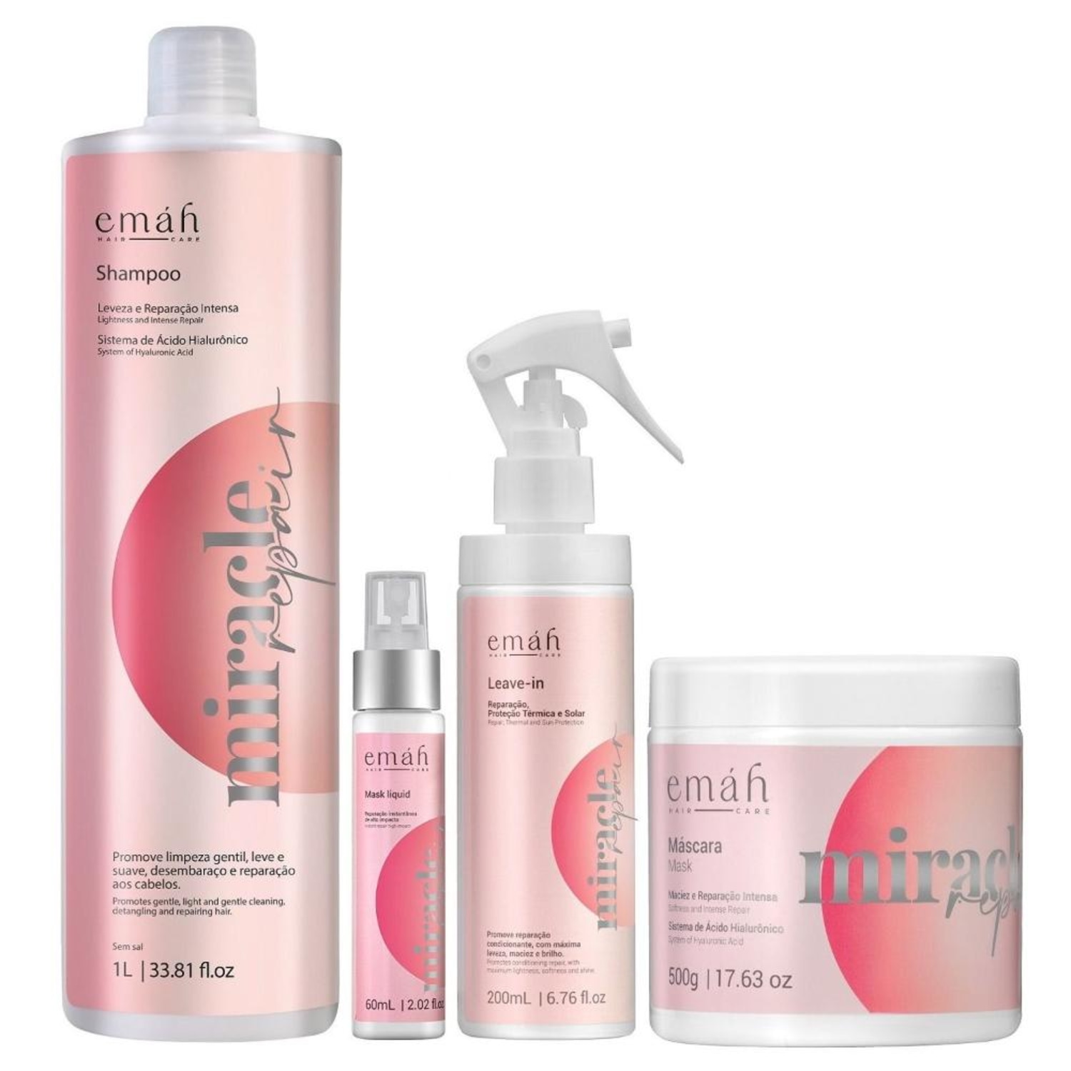 Kit Emáh Hair Care Miracle Repair Four Salon (4 Produtos)