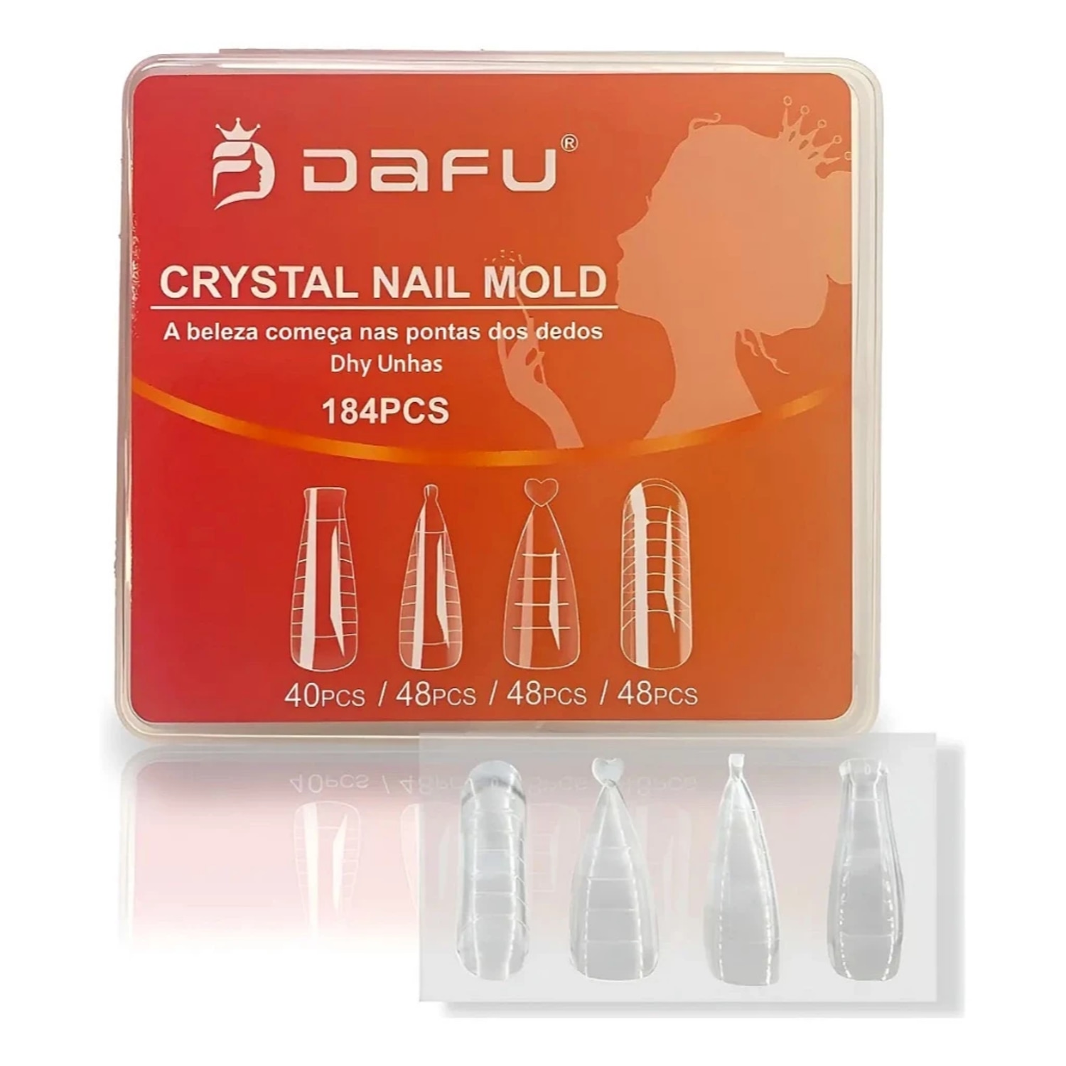 DAFU - Molde F1 Cristal 184 Peças 4 Formatos Para Alongamento de Unhas Express Gel Fibra