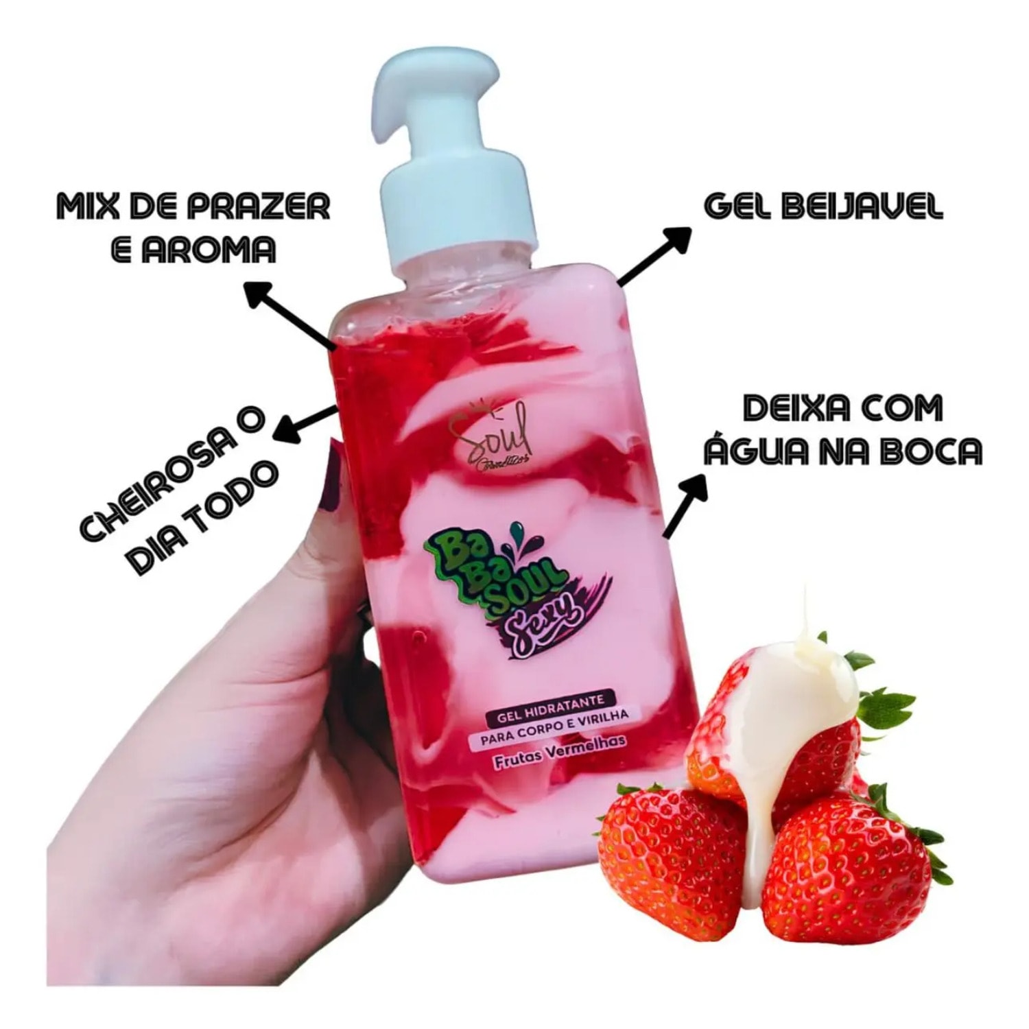 Gel Hidratante Sexy Beijável para Virilha Frutas Vermelhas