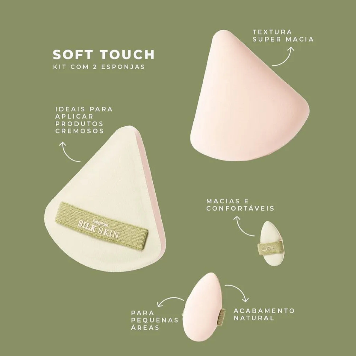 Kit Esponjas Para Maquiagem Soft Touch Silk Skin Ruby Rose