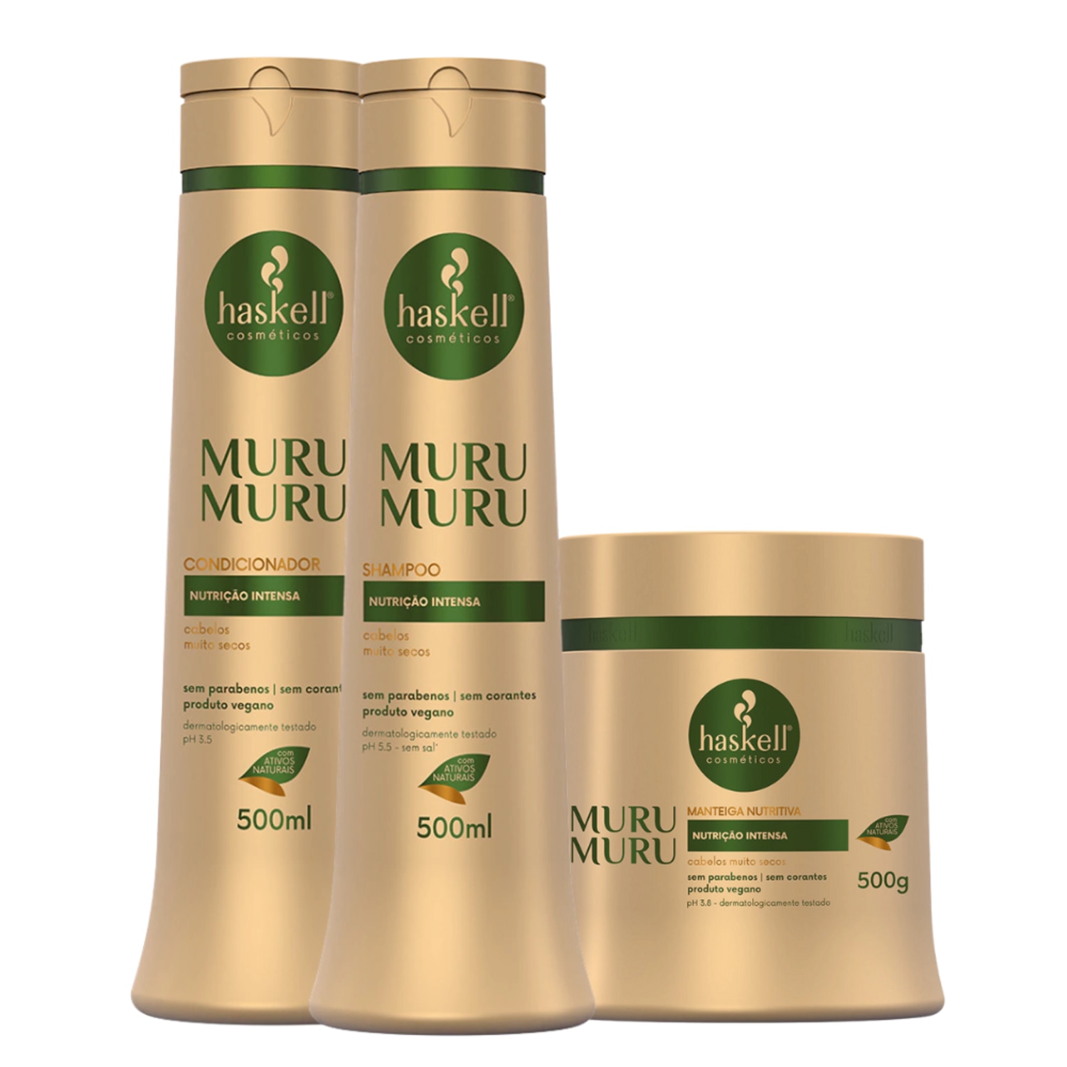 Kit Murumurú Haskell Shampoo + Condicionador + Máscara 500ml/g