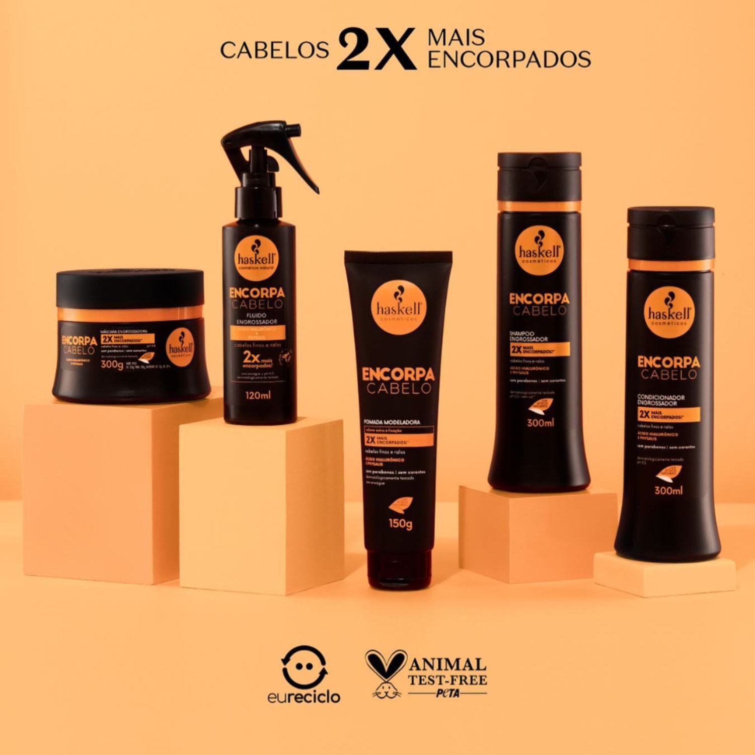 Kit Encorpa Cabelo Haskell Shampoo e Condicionador 500ml + Pomada Modeladora 150g