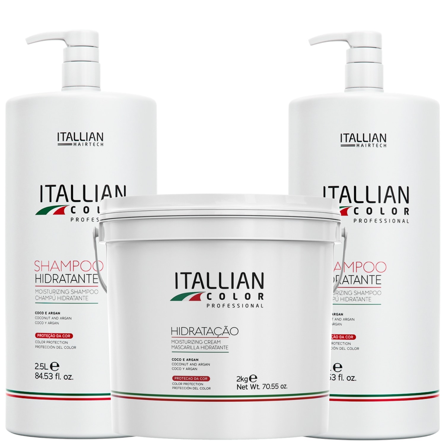 KIT 2 SHAMPOO HIDRATANTE 2,5 E HIDRATAÇÃO ITALLIAN 2KG